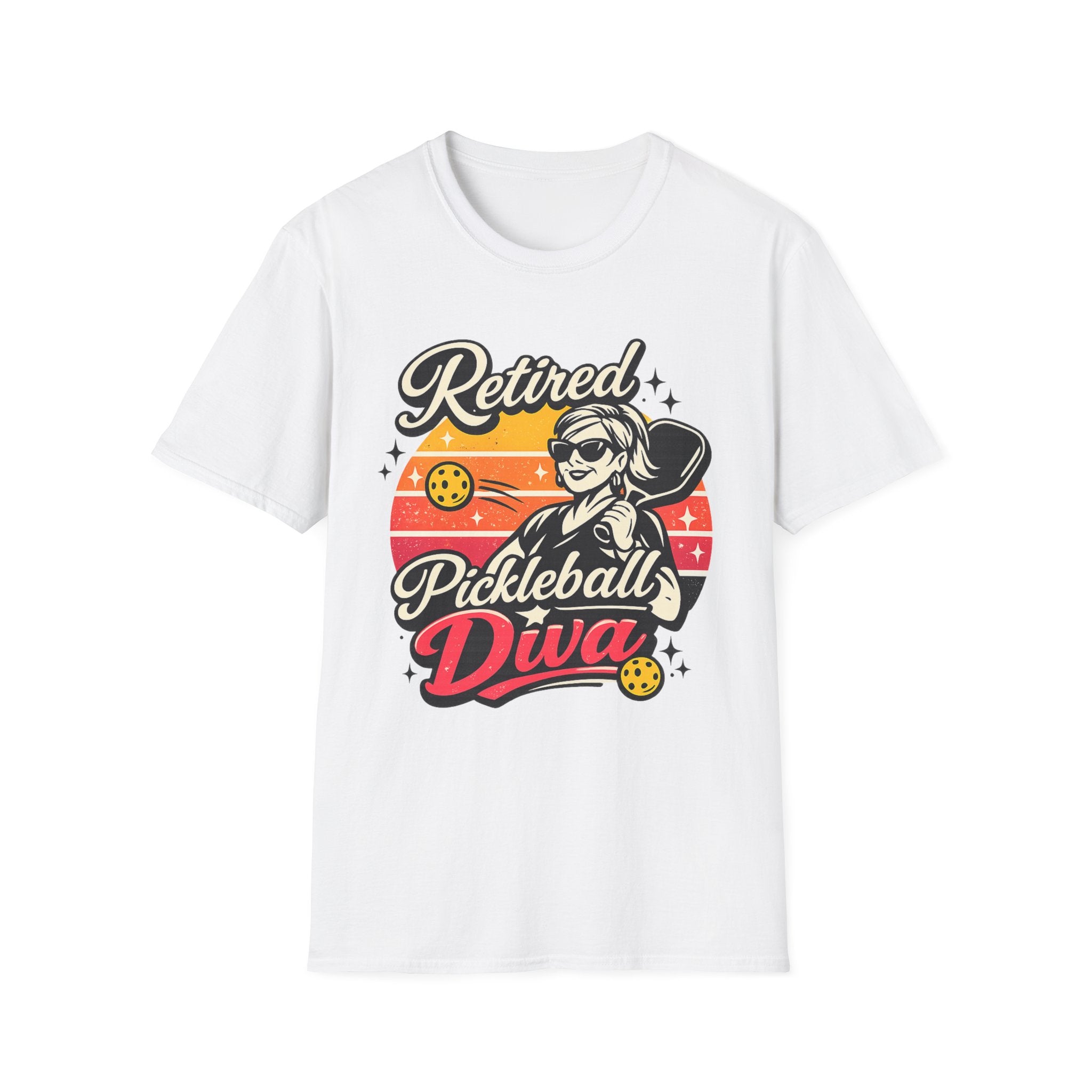 Retired Pickleball Diva T-Shirt — Funny Retirement Gift for Women Players