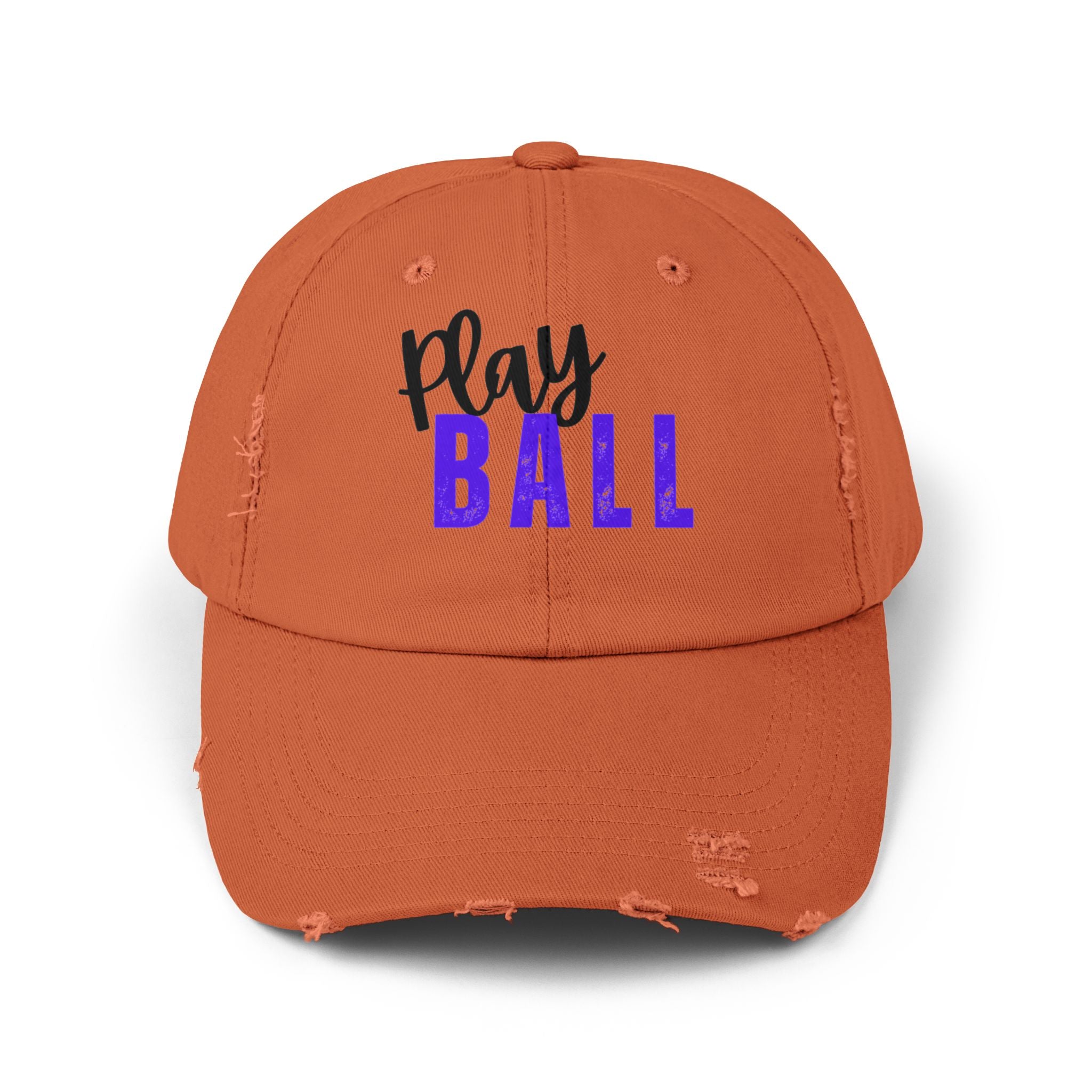 Play Ball Distressed Cap — Vintage Baseball Dad Hat, Embroidered Sports Cap