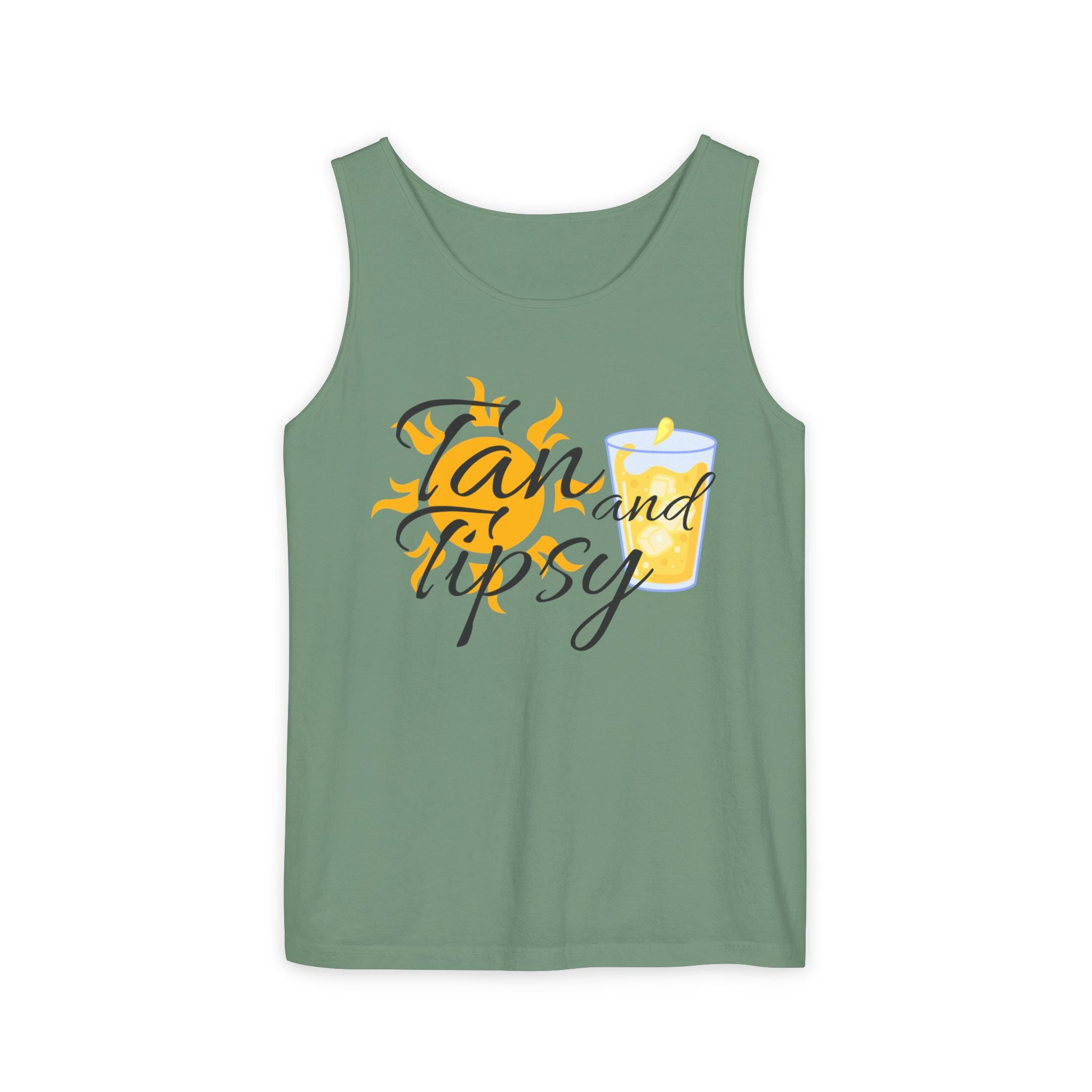 Tan and Tipsy Tank Top — Funny Beach Vacation Drink Shirt