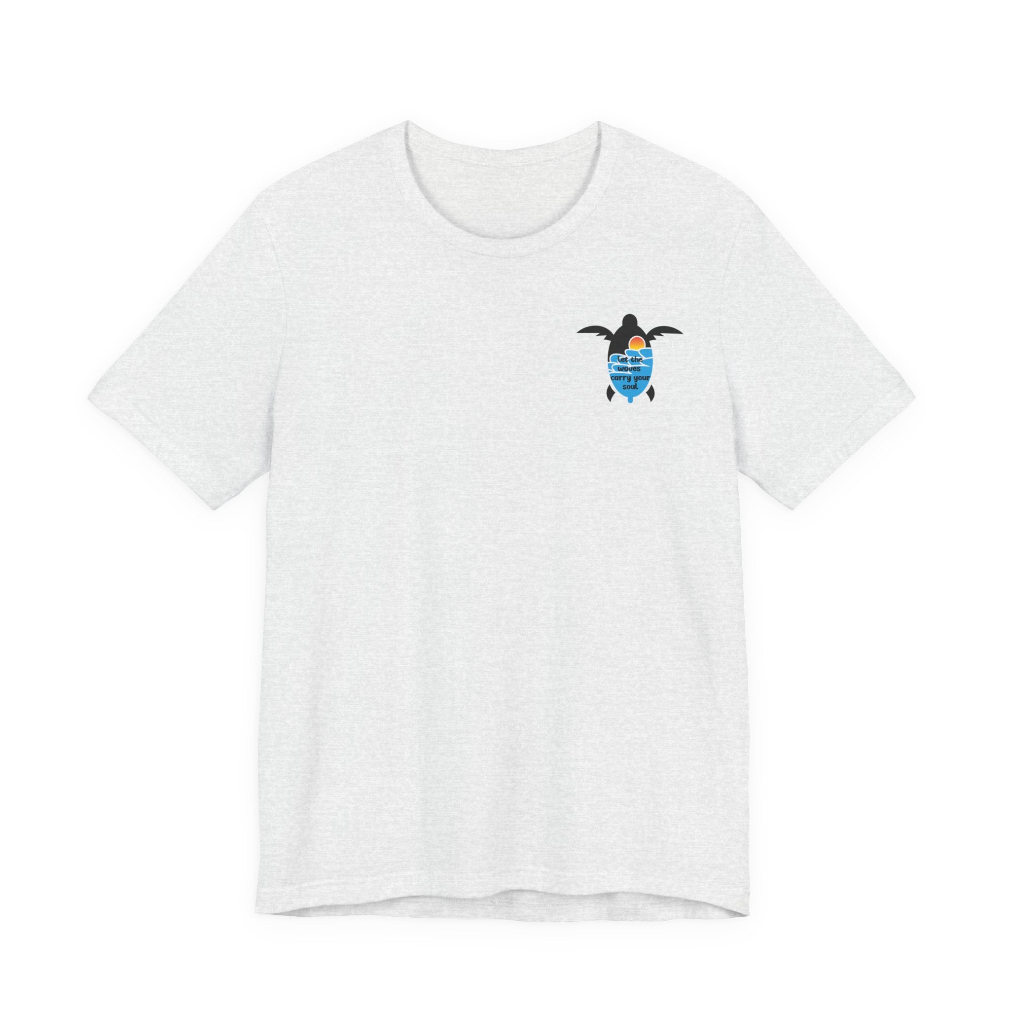 Turtle Sunset Tee — "Let the Waves Carry Your Soul" Relaxed Short-Sleeve Shirt