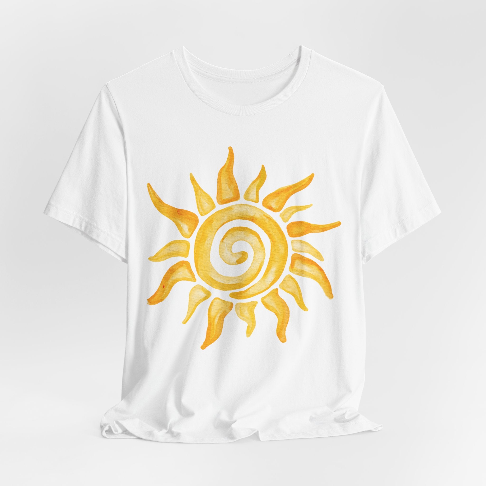 Sunshine Spiral T-Shirt — Watercolor Yellow Sun Graphic Tee