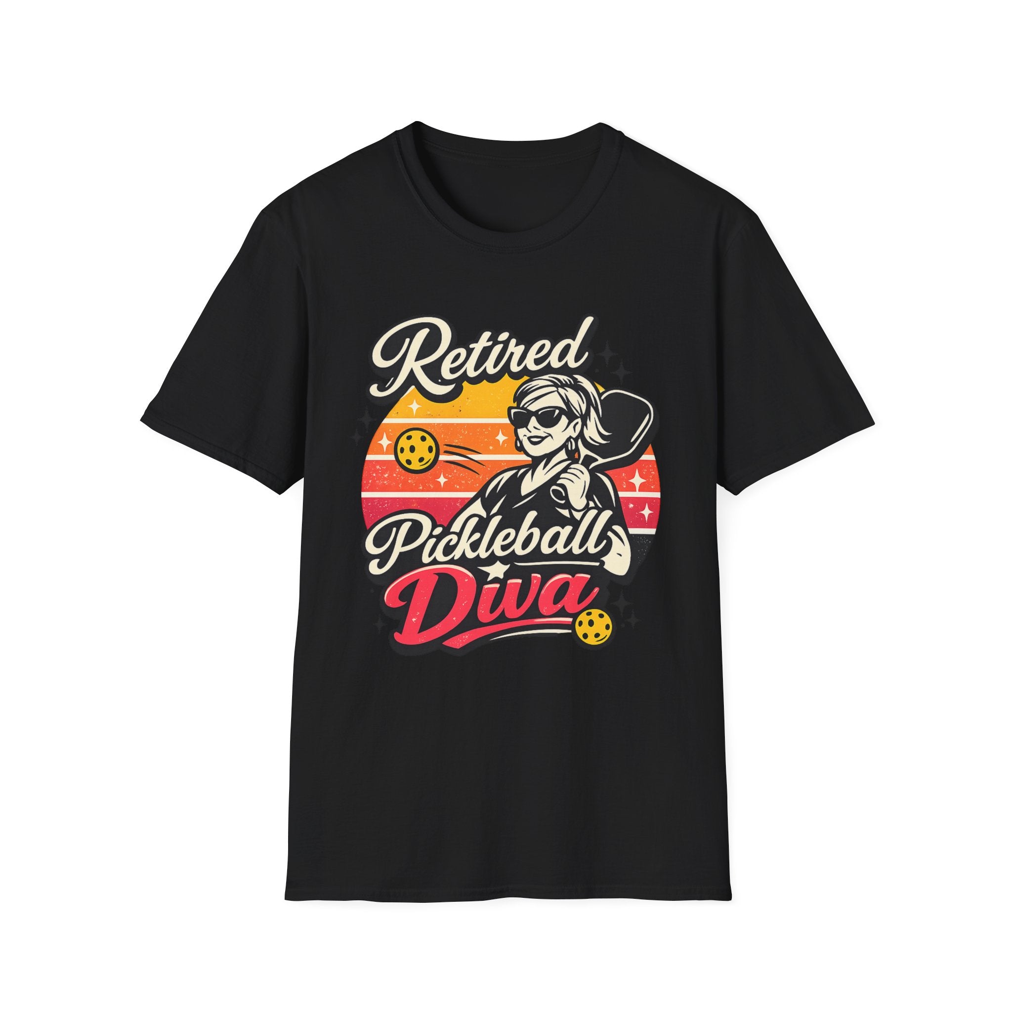 Retired Pickleball Diva T-Shirt — Funny Retirement Gift for Women Players