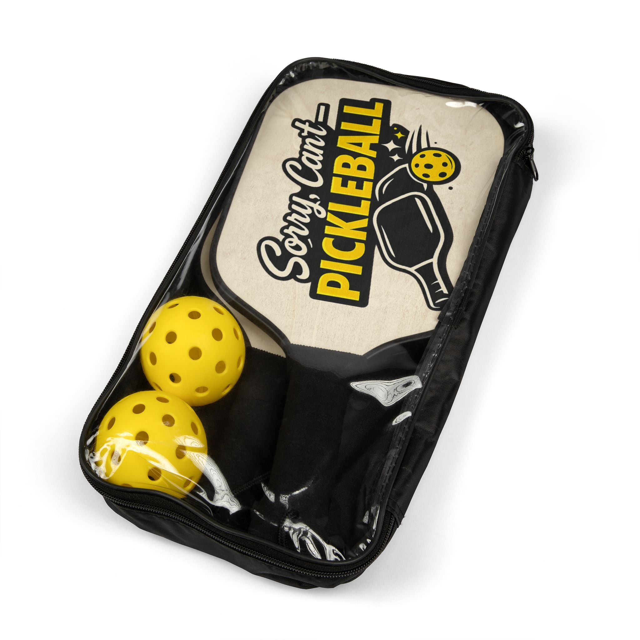 Pickleball Paddle Set – "Sorry, I Can't Pickleball" Printed Paddle & Balls Kit