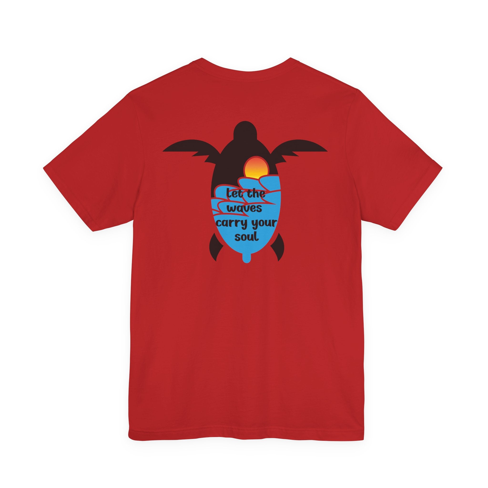 Turtle Sunset Tee — "Let the Waves Carry Your Soul" Relaxed Short-Sleeve Shirt