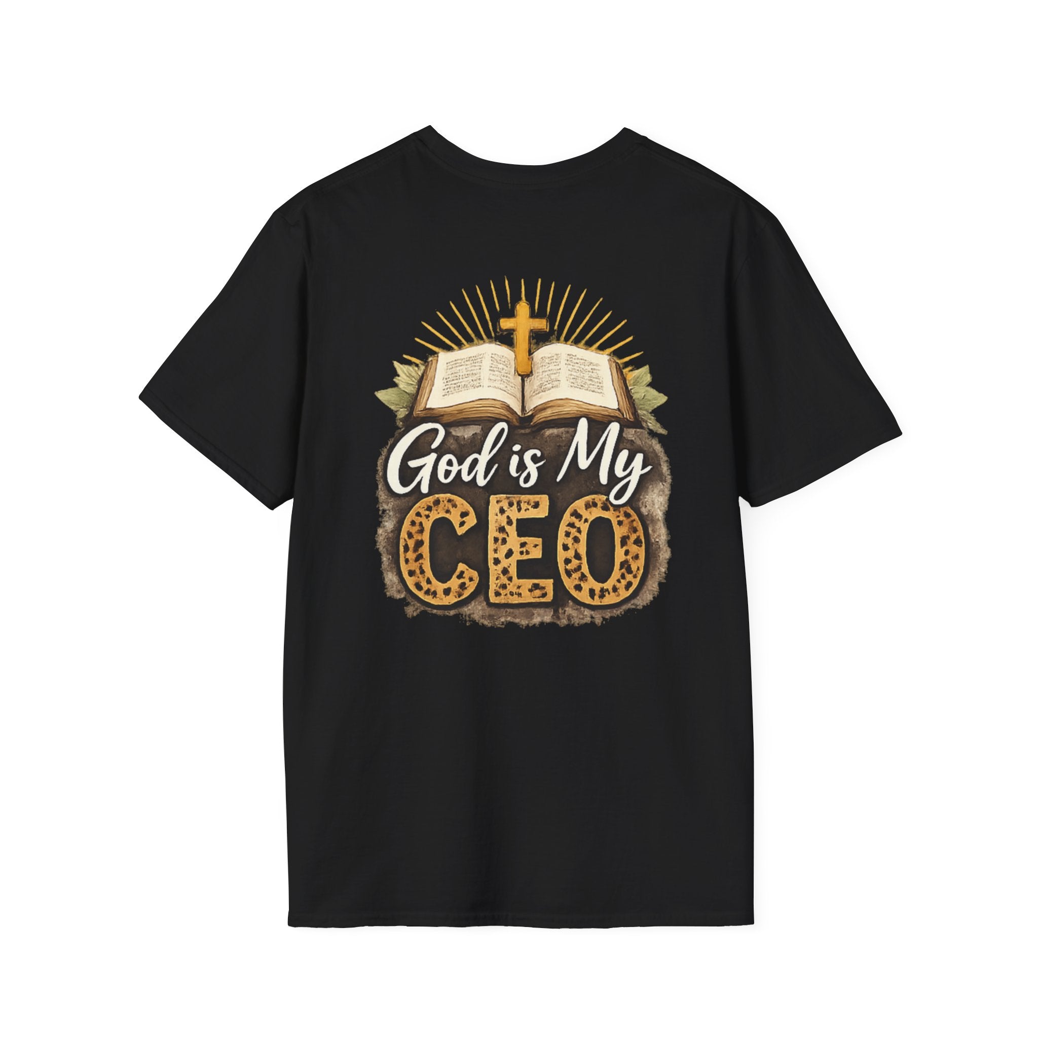 God Is My CEO T-Shirt — Faith-Driven Christian Tee with Bible & Cross Design