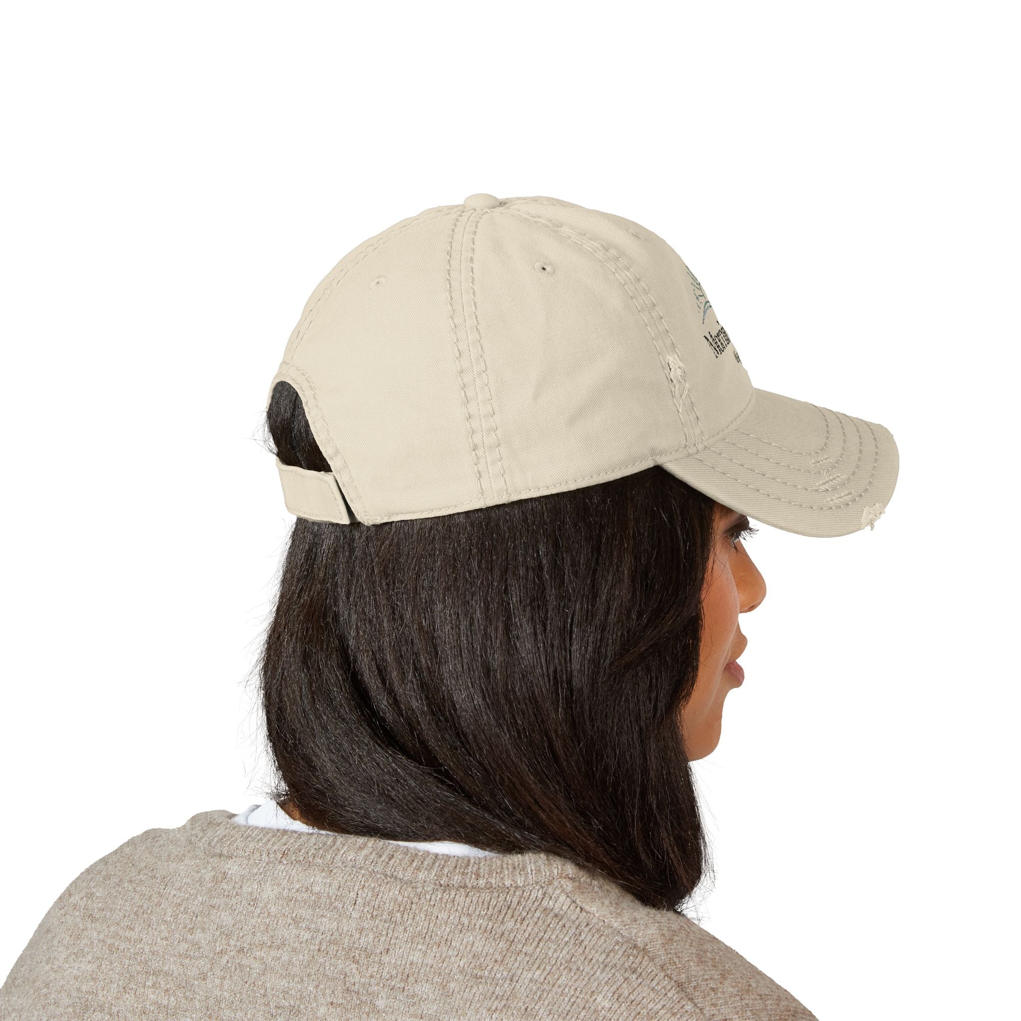 Morning Haze Embroidered Distressed Dad Hat