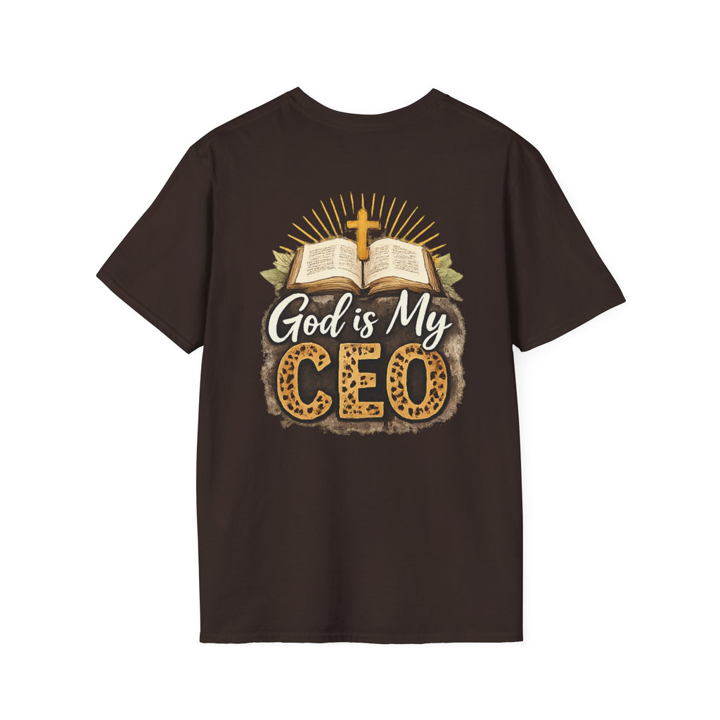 God Is My CEO T-Shirt — Faith-Driven Christian Tee with Bible & Cross Design