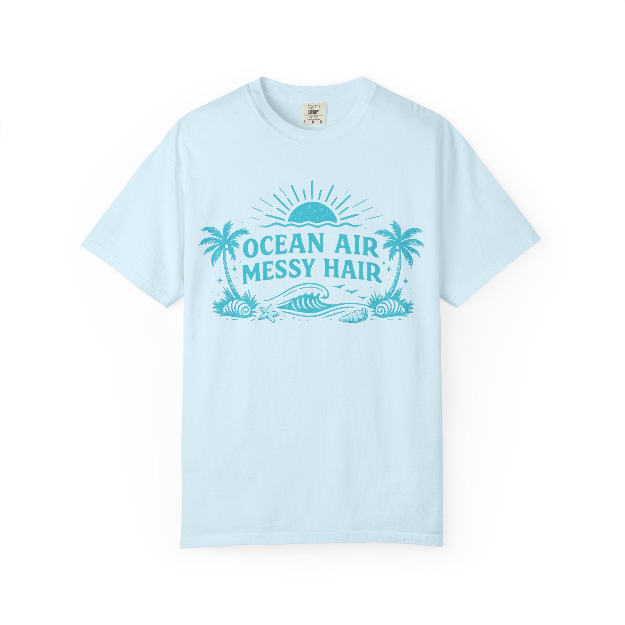 Ocean Air Messy Hair T-Shirt — Beachy Palm Graphic Tee