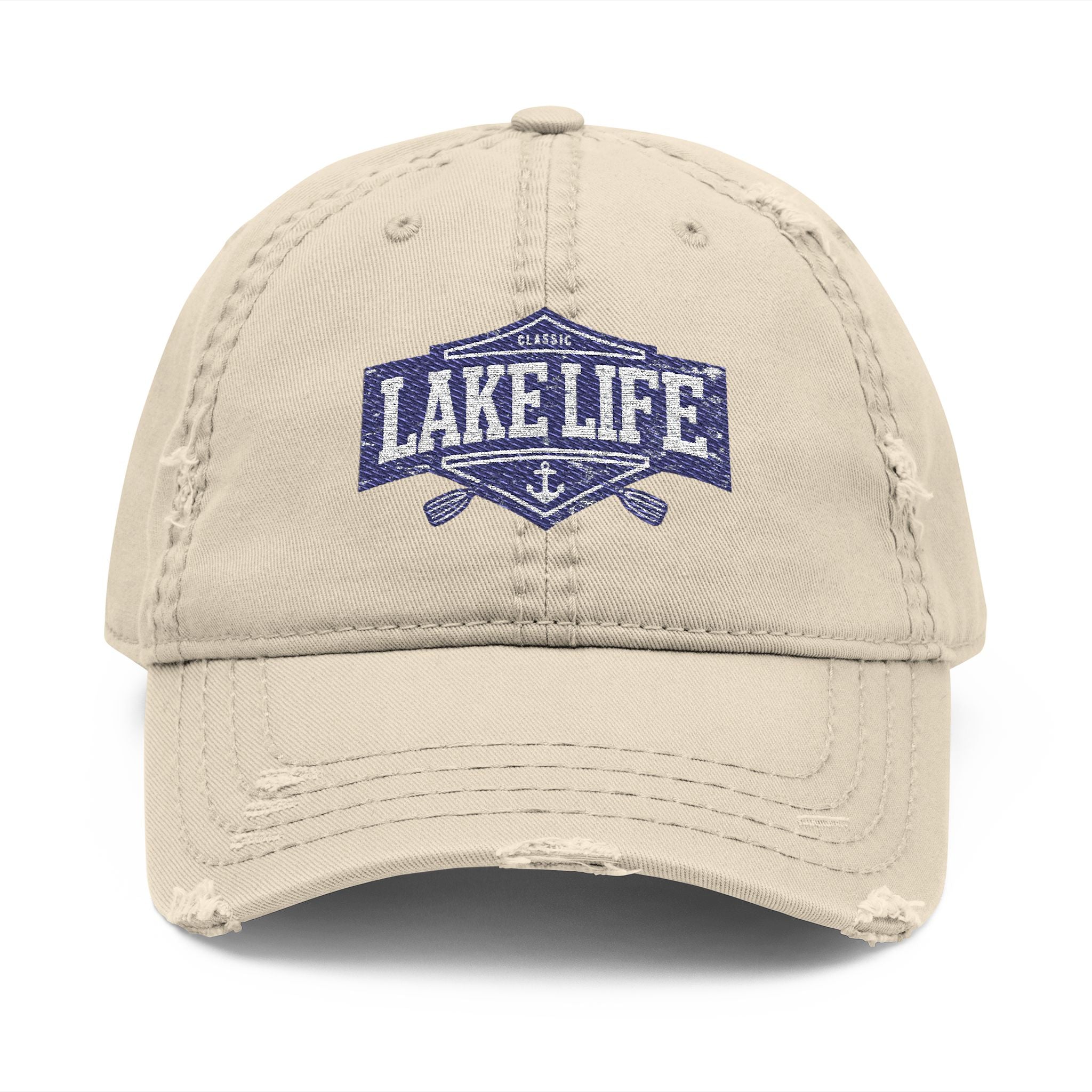 Lake Life Distressed Dad Hat – Embroidered Casual Caps for Boating & Summer