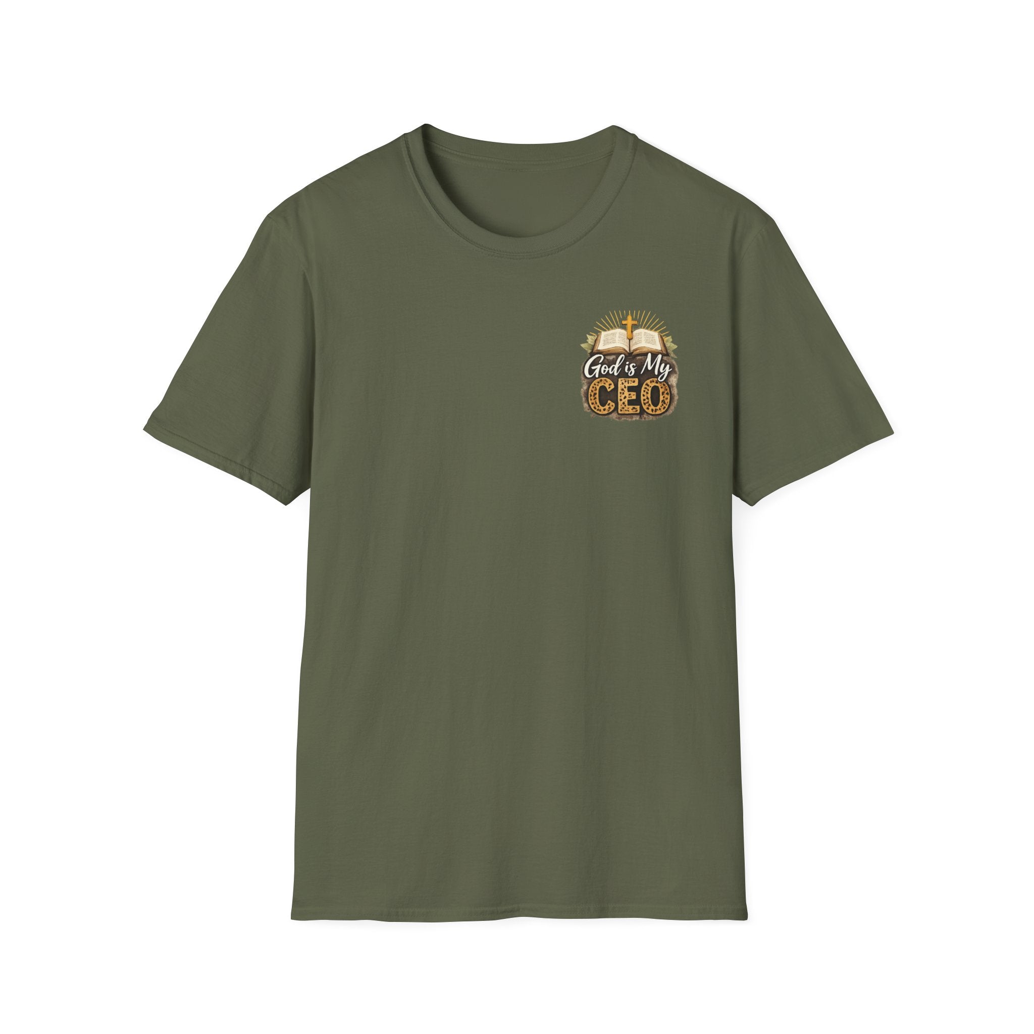 God Is My CEO T-Shirt — Faith-Driven Christian Tee with Bible & Cross Design