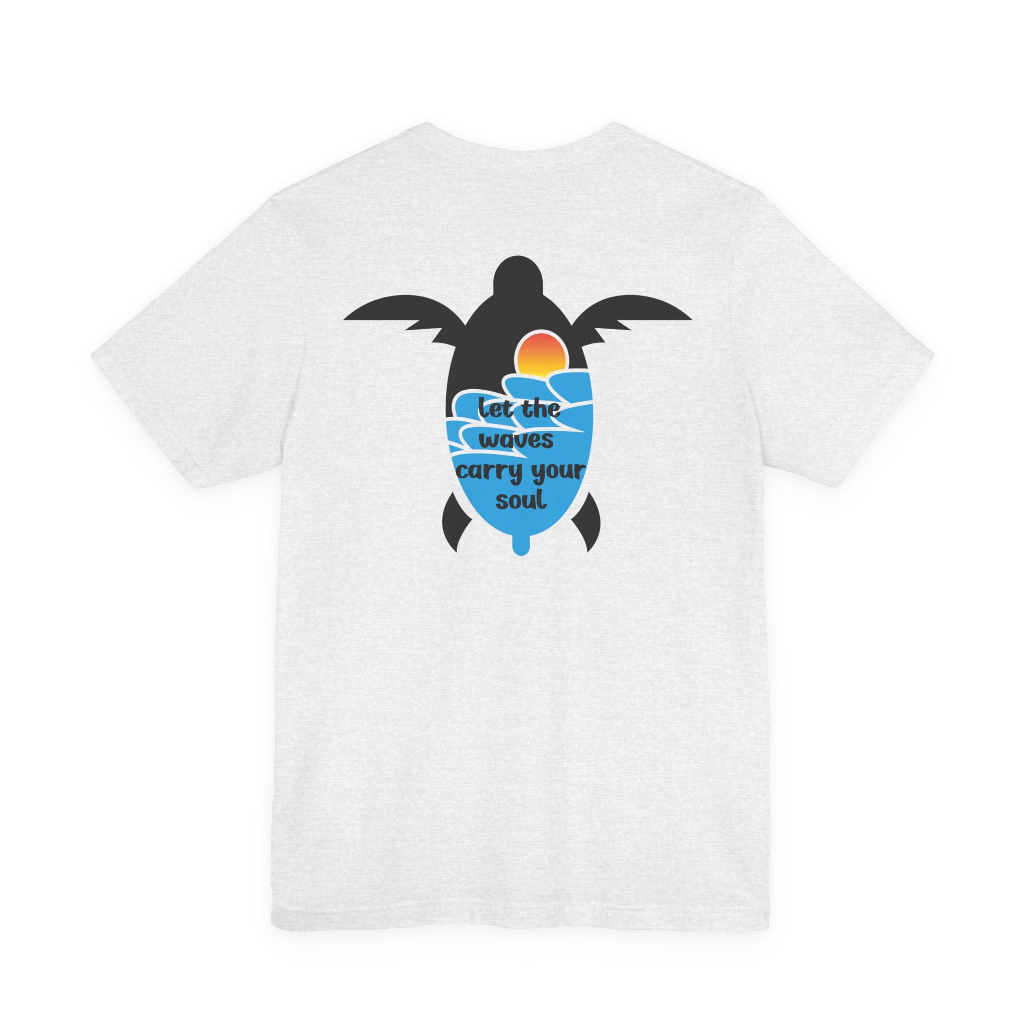 Turtle Sunset Tee — "Let the Waves Carry Your Soul" Relaxed Short-Sleeve Shirt