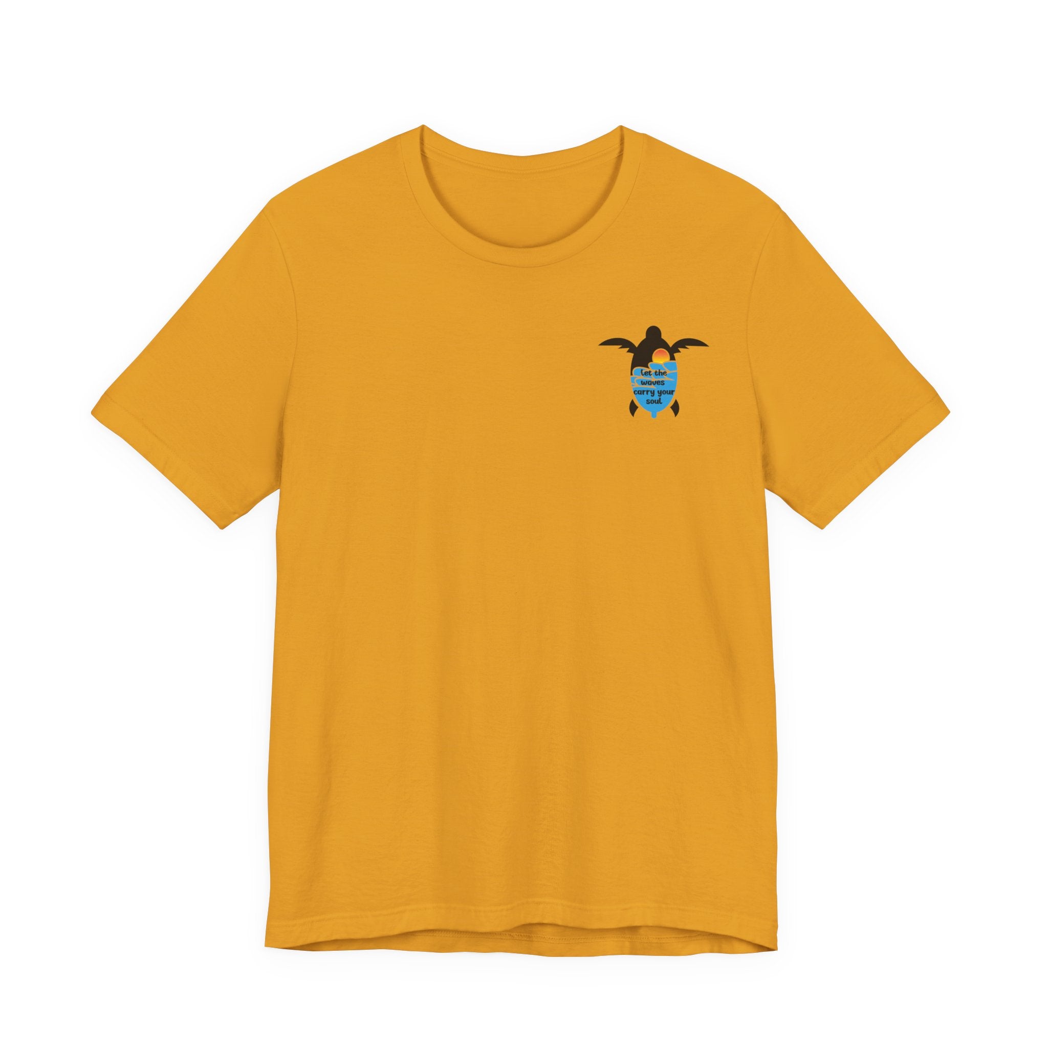 Turtle Sunset Tee — "Let the Waves Carry Your Soul" Relaxed Short-Sleeve Shirt