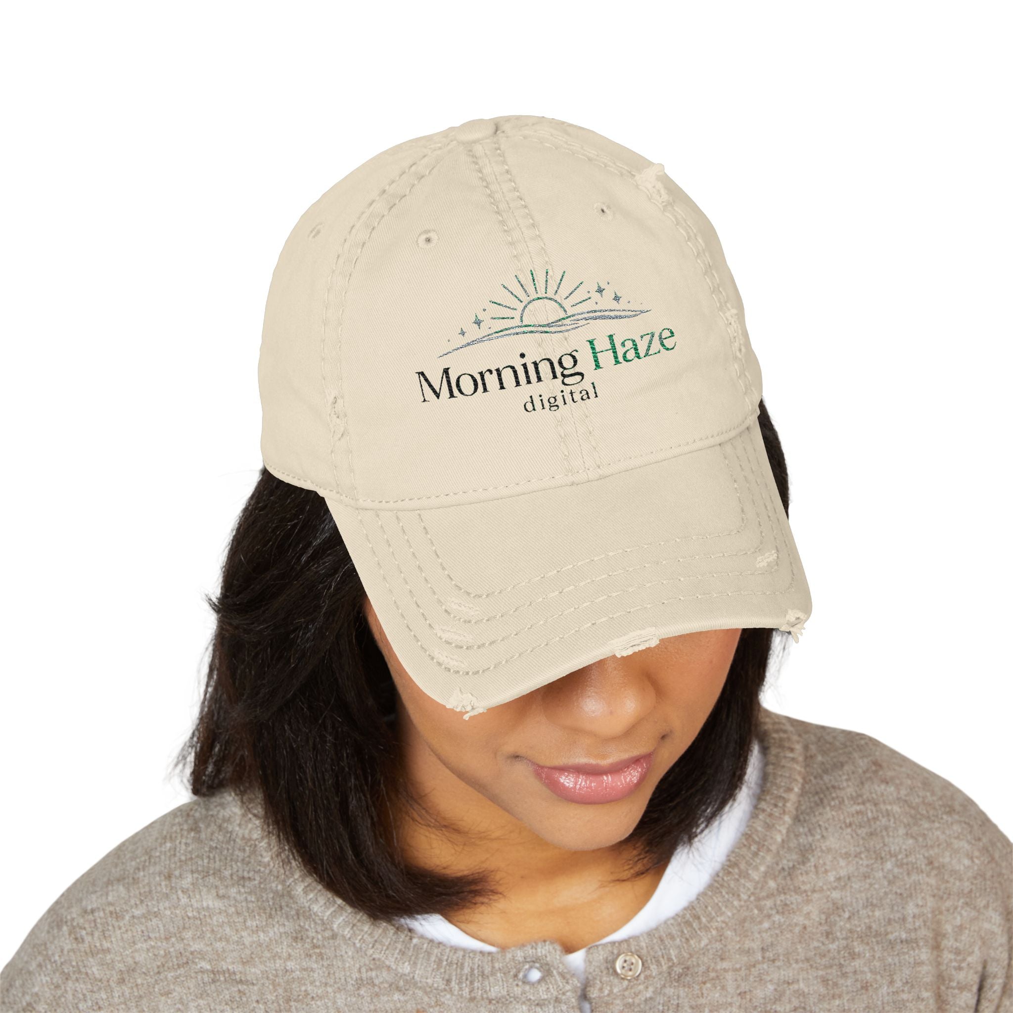 Morning Haze Embroidered Distressed Dad Hat