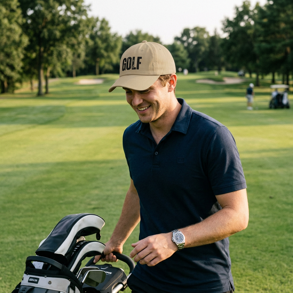 Golf Low Profile Cap — Distressed Text Golf Hat