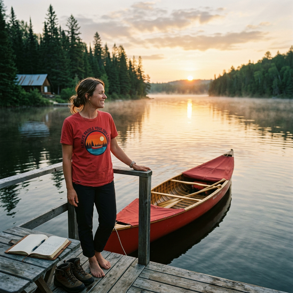 Canoe Sunset T-Shirt — "Always Paddle Your Own Canoe" Outdoor Adventure Tee
