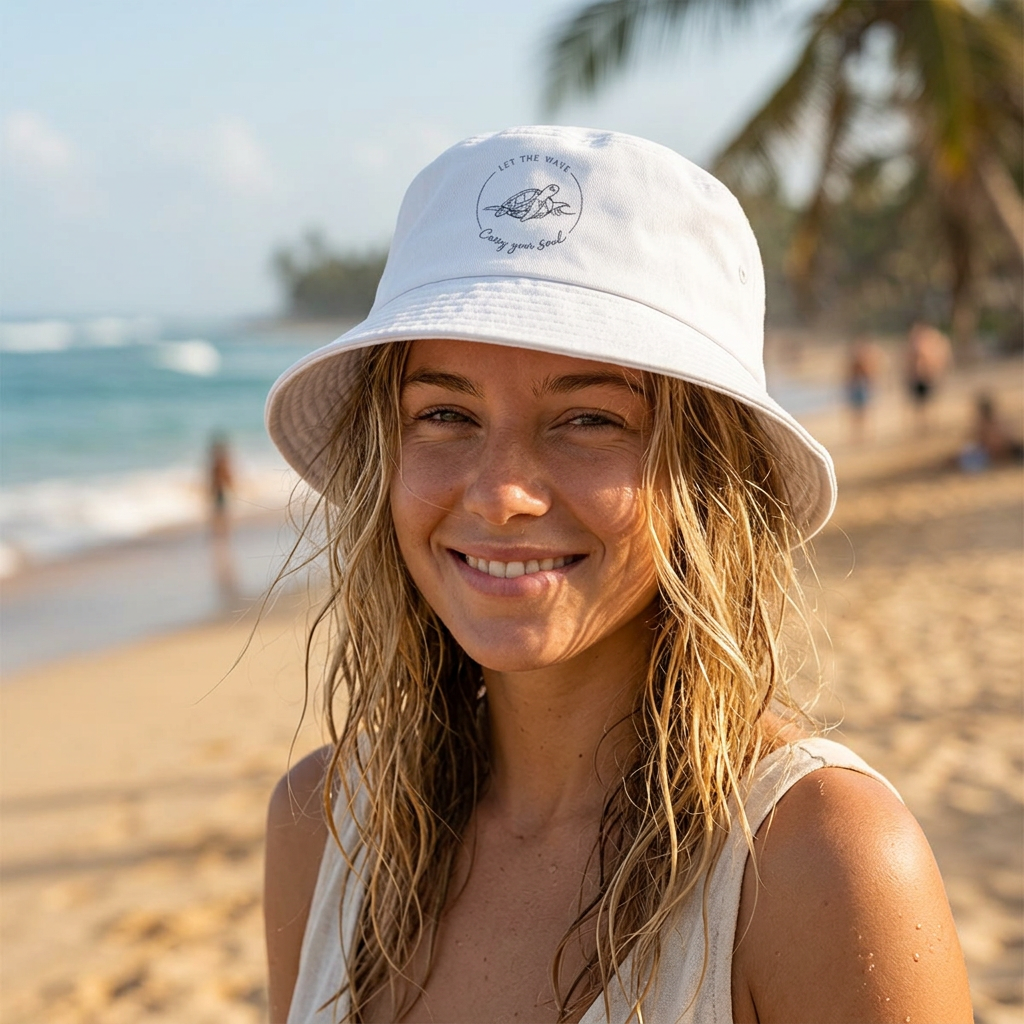 Embroidered "Carry Your Soul" Cloud Bucket Hat — Minimal Cute Streetwear