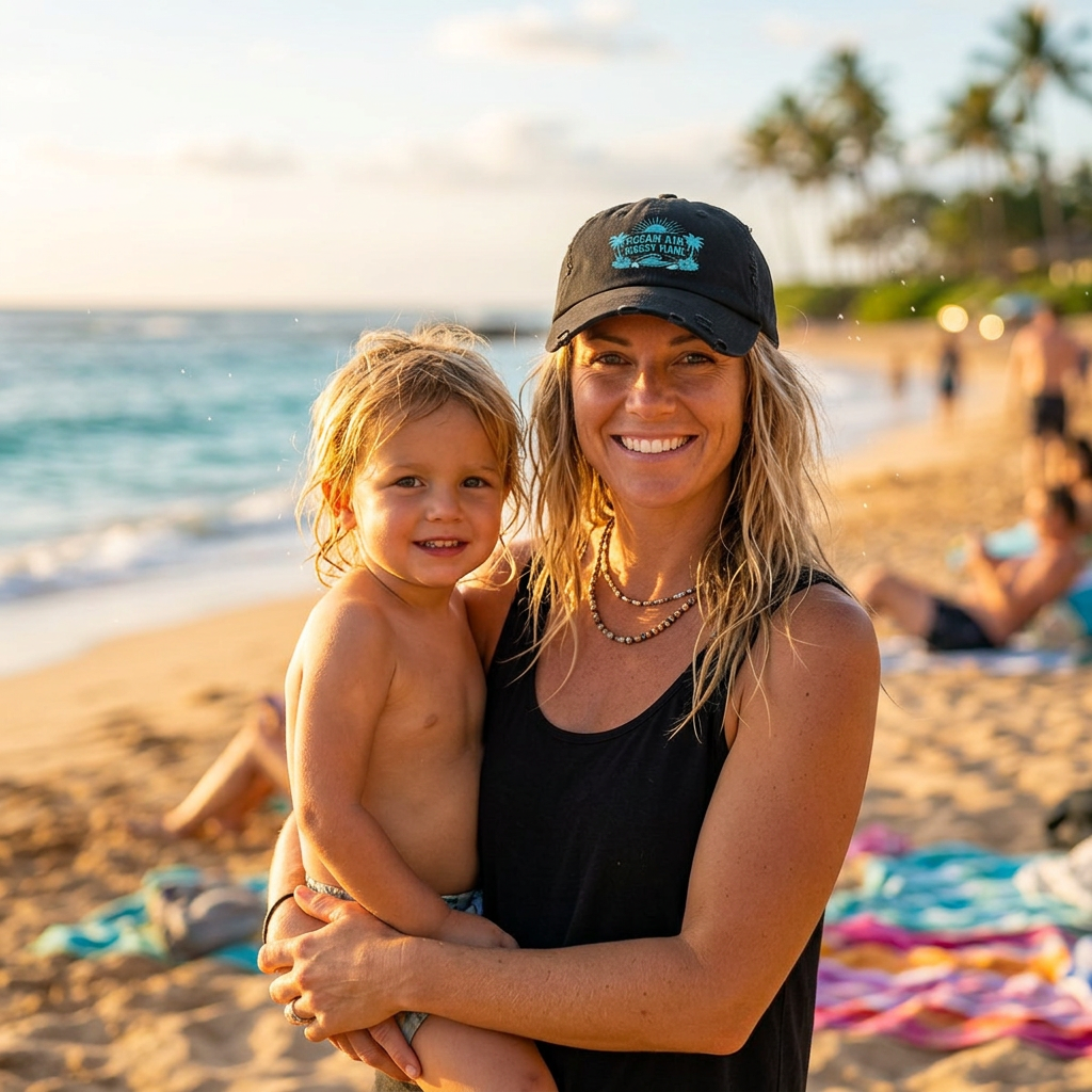 Distressed Cap — "Ocean Air, Messy Hair" Beach Hat