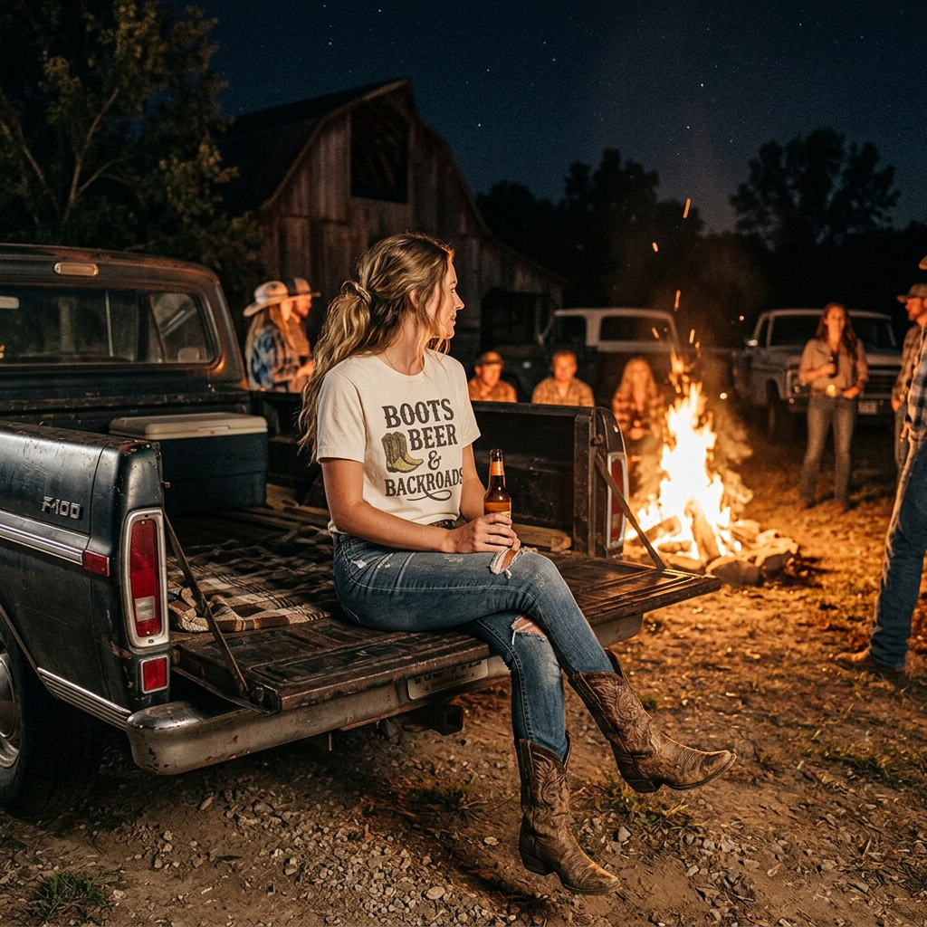 Boots Beer & Backroads Tee — Country Western Graphic T-Shirt