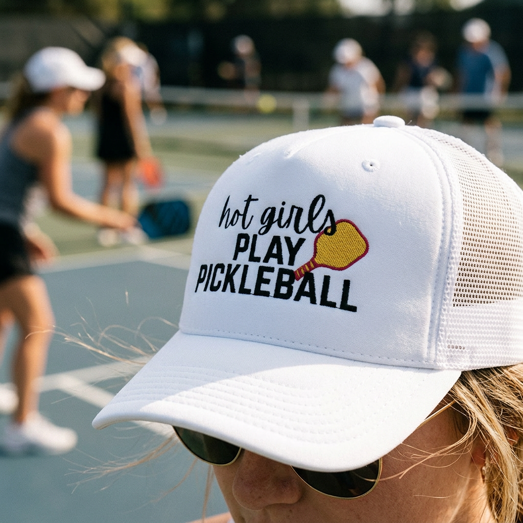 Pickleball Trucker Hat - "Hot Girls Play Pickleball" Snapback Cap