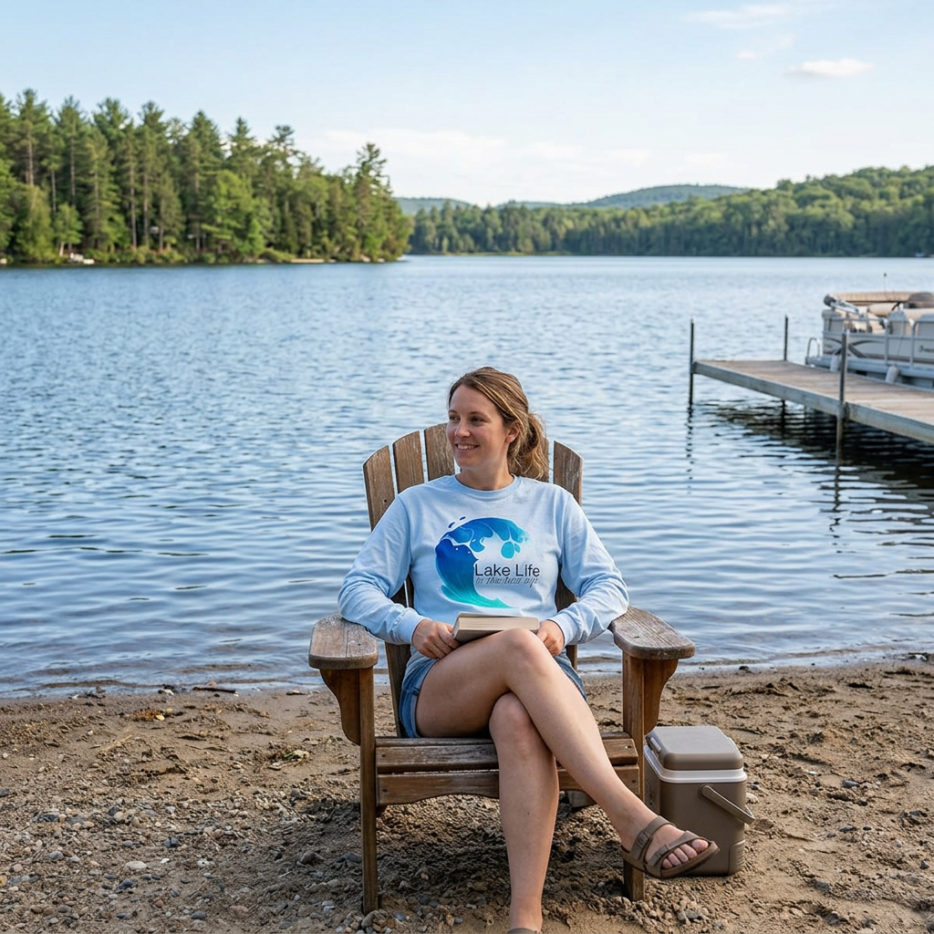 Lake Life Long Sleeve Tee — "Lake Life is the Best Life" Graphic Shirt