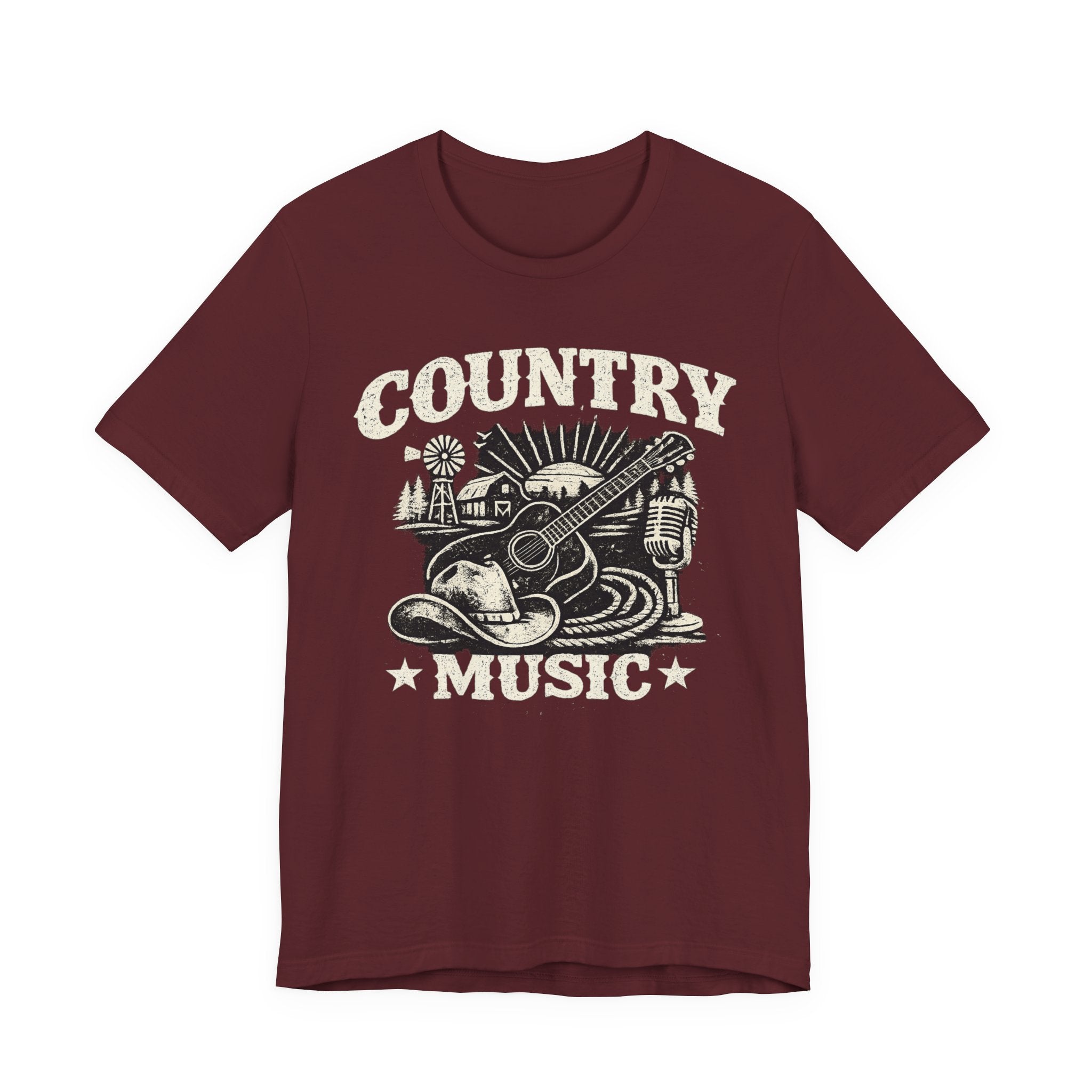 Country Music Graphic Tee – Vintage Guitar & Boots Western T‑Shirt