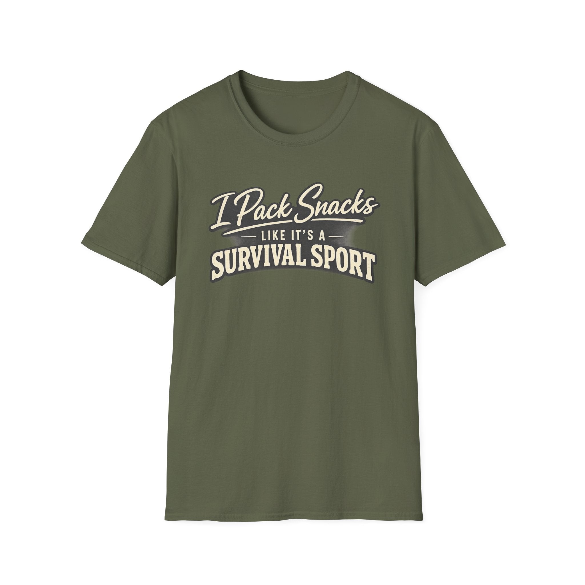 I Pack Snacks Like It’s a Survival Sport T-Shirt — Funny Snack Lover Graphic Tee