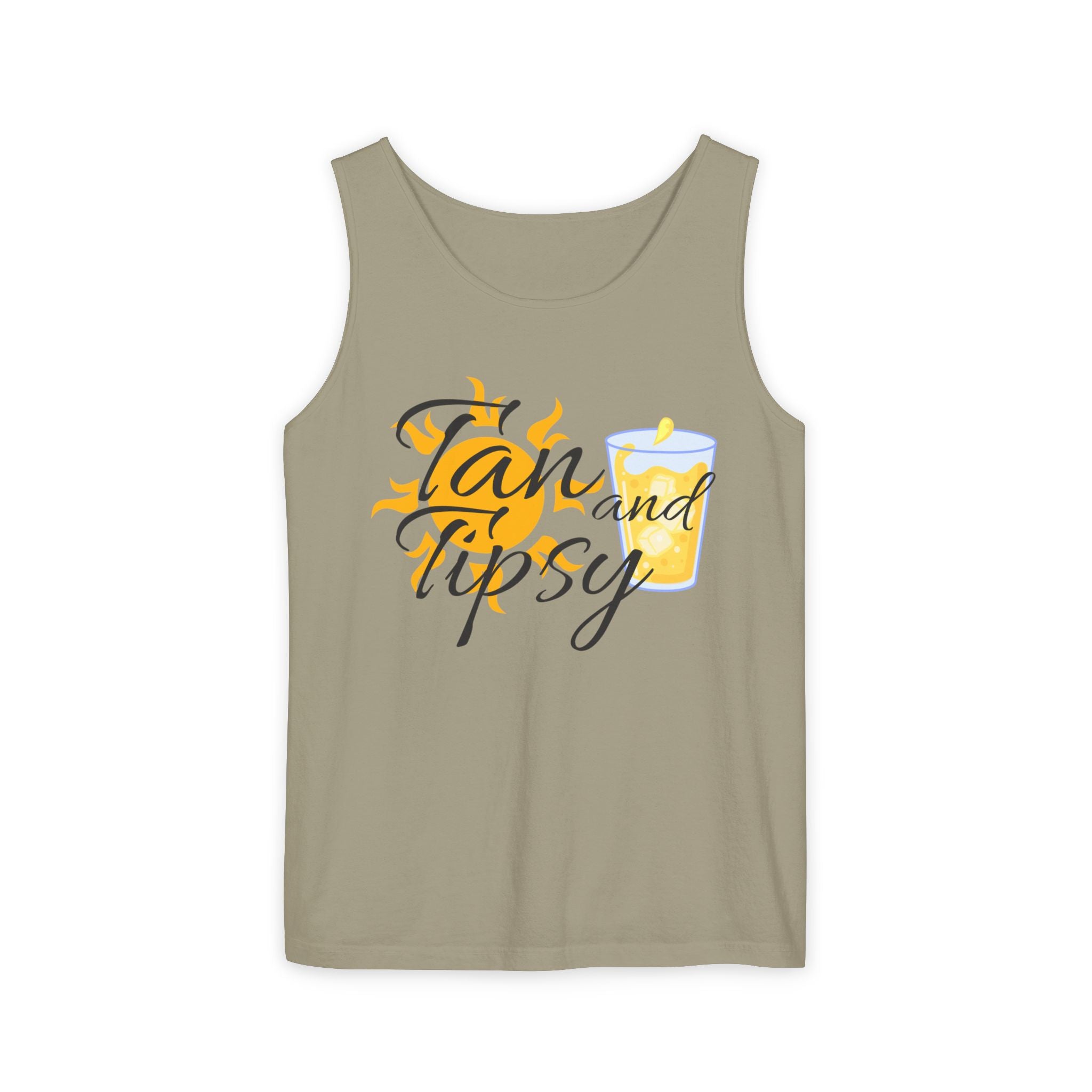 Tan and Tipsy Tank Top — Funny Beach Vacation Drink Shirt