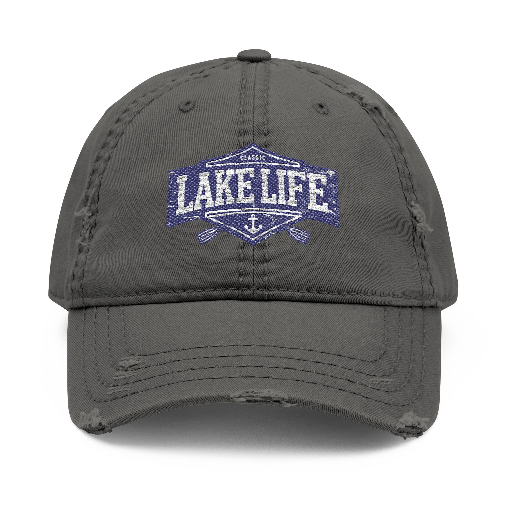 Lake Life Distressed Dad Hat – Embroidered Casual Caps for Boating & Summer