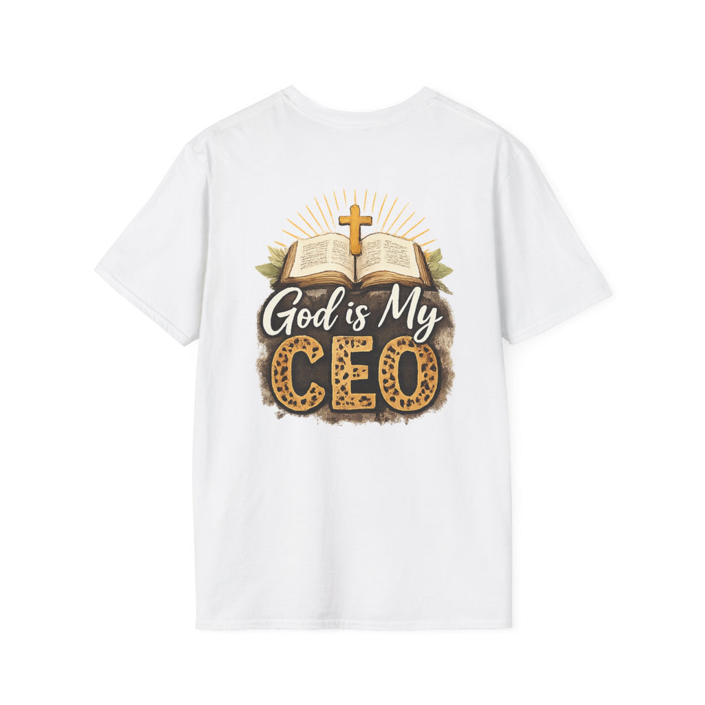 God Is My CEO T-Shirt — Faith-Driven Christian Tee with Bible & Cross Design
