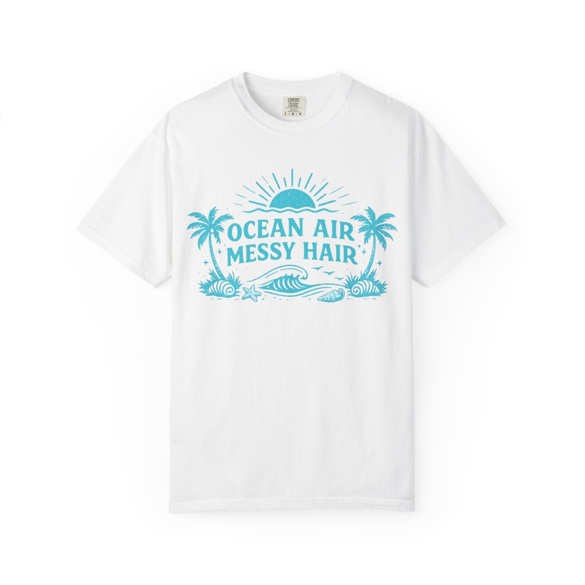 Ocean Air Messy Hair T-Shirt — Beachy Palm Graphic Tee