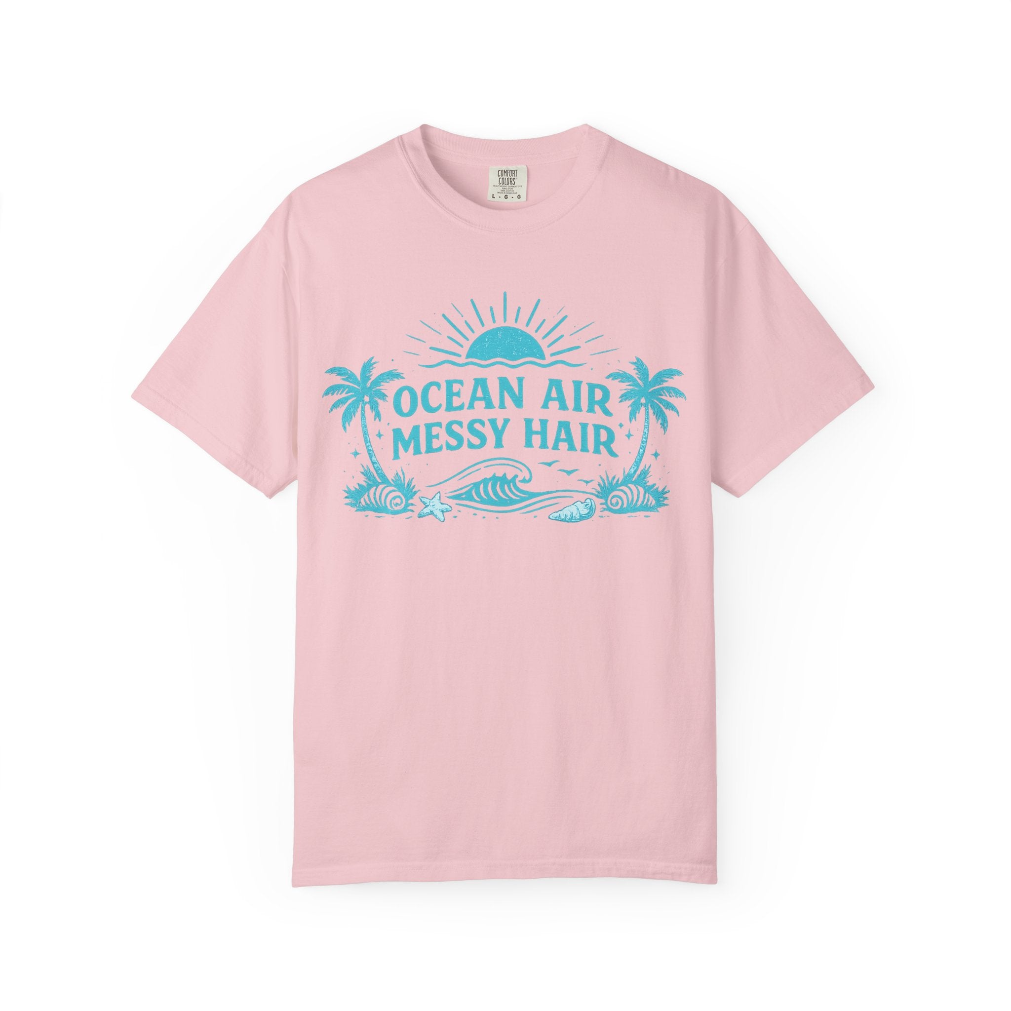 Ocean Air Messy Hair T-Shirt — Beachy Palm Graphic Tee