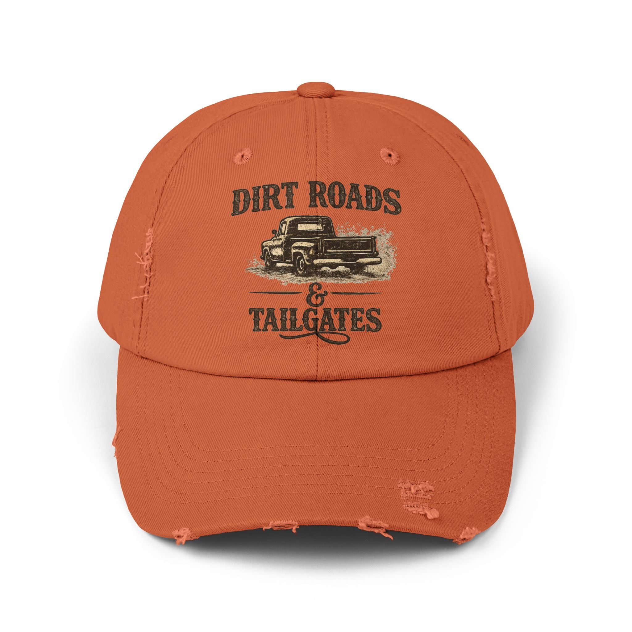 Distressed Truck Cap — "Dirt Roads, Tailgates" Vintage Mud Runner Hat