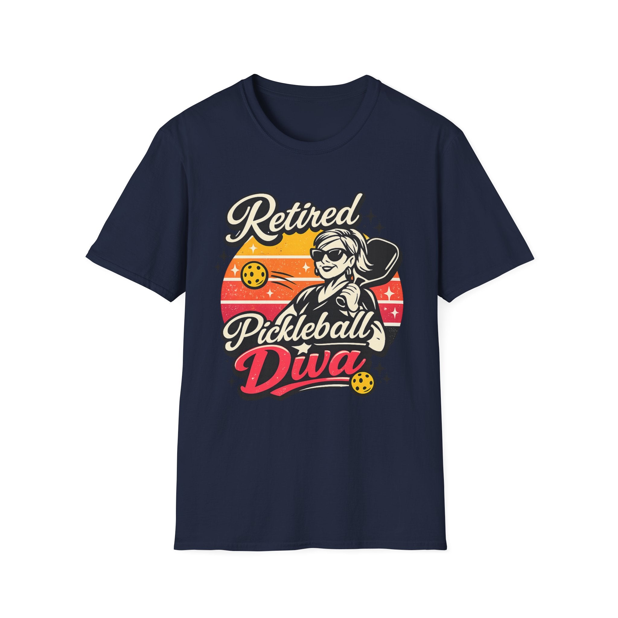 Retired Pickleball Diva T-Shirt — Funny Retirement Gift for Women Players