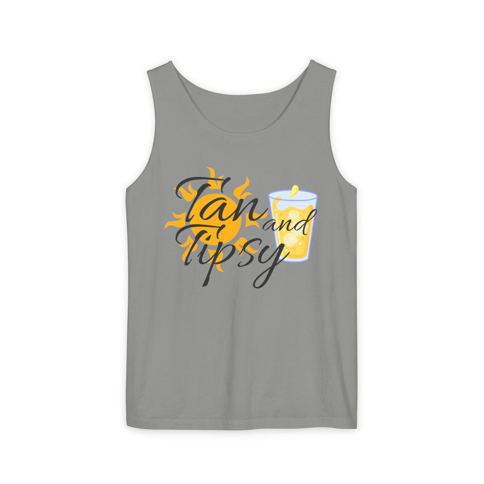Tan and Tipsy Tank Top — Funny Beach Vacation Drink Shirt