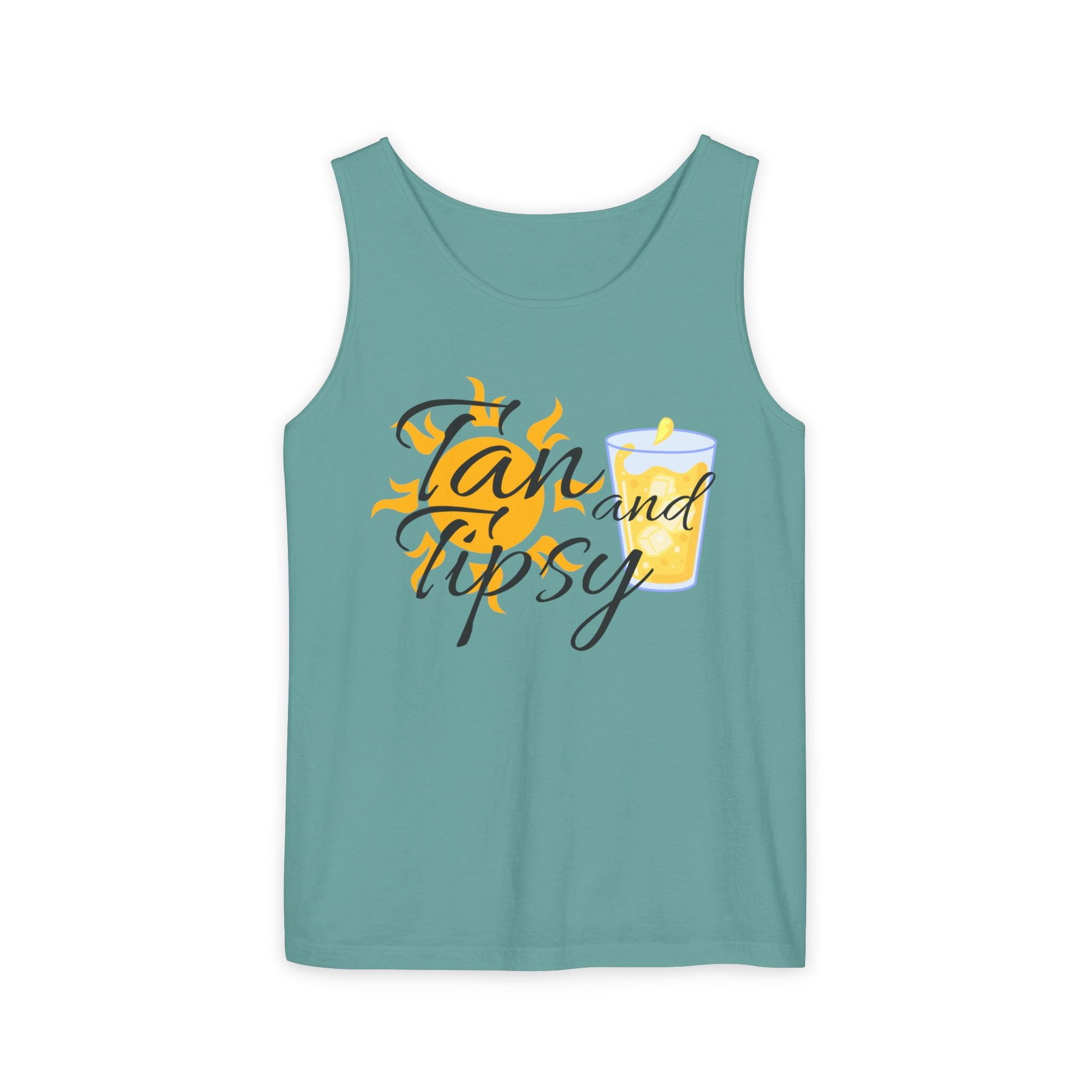 Tan and Tipsy Tank Top — Funny Beach Vacation Drink Shirt