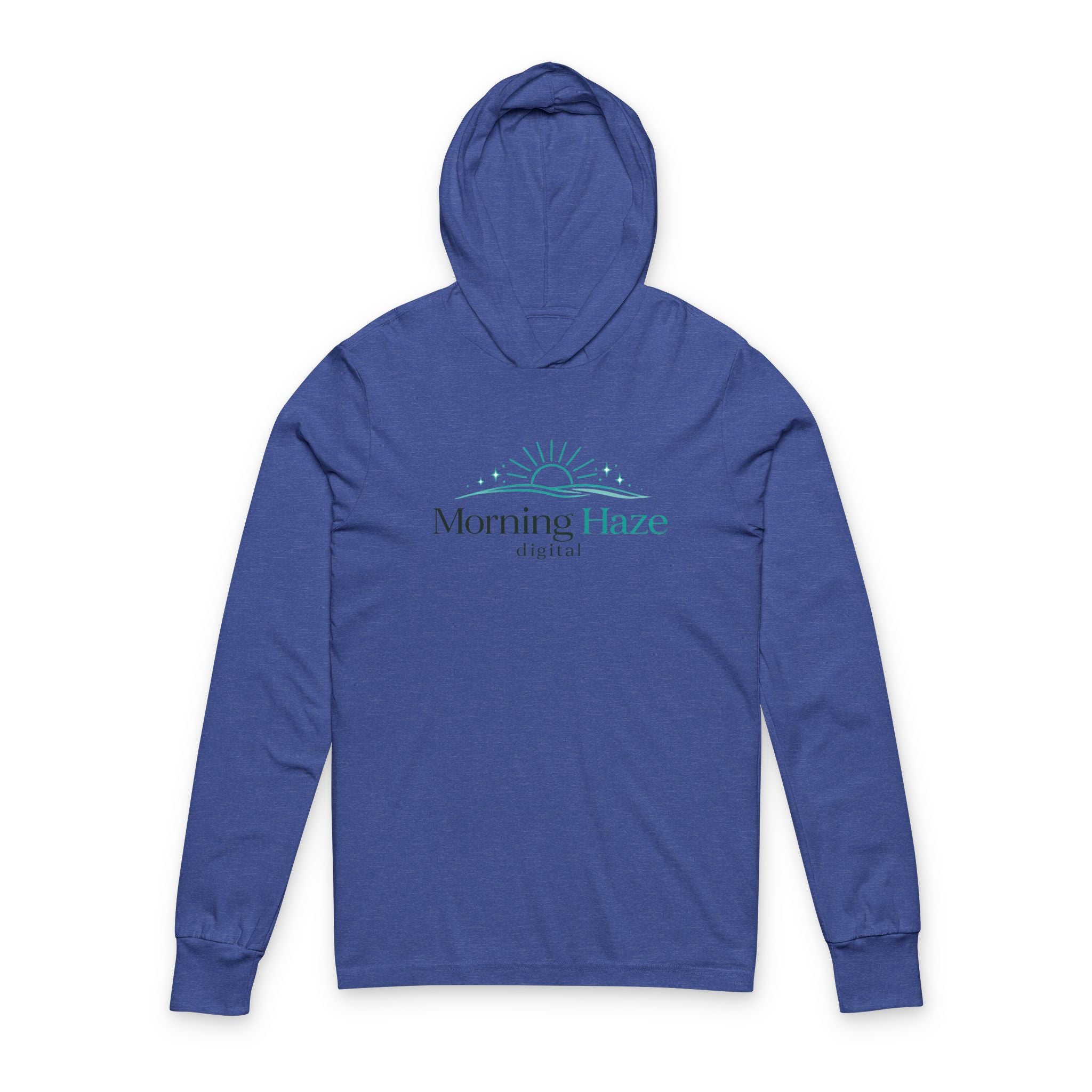 Morning Haze Hooded Long Sleeve Tee — Sunrise Logo Comfort Top