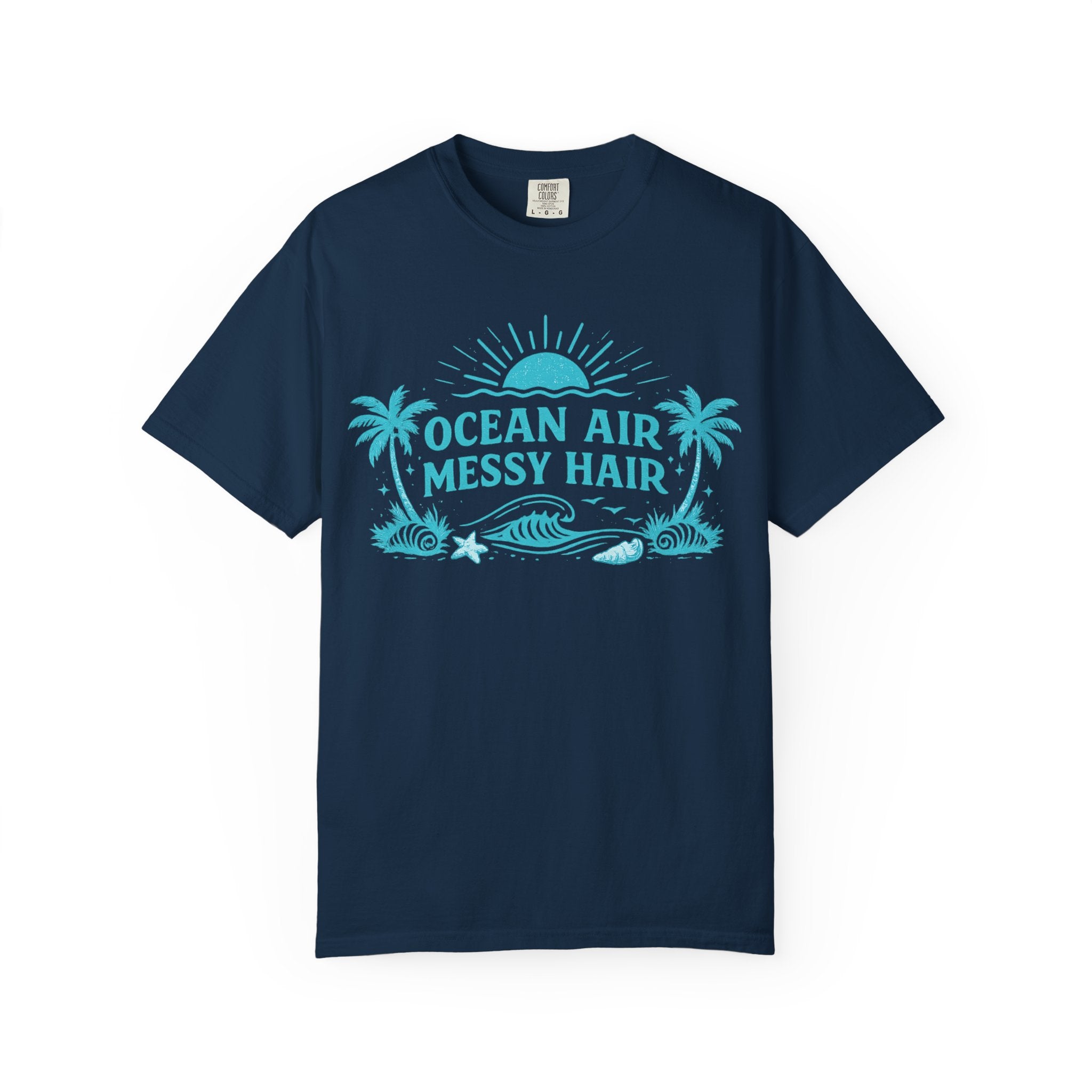 Ocean Air Messy Hair T-Shirt — Beachy Palm Graphic Tee