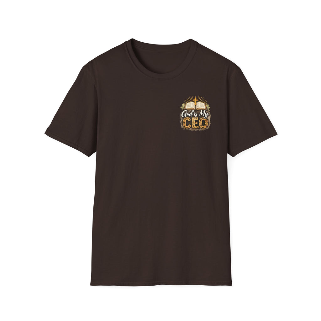 God Is My CEO T-Shirt — Faith-Driven Christian Tee with Bible & Cross Design