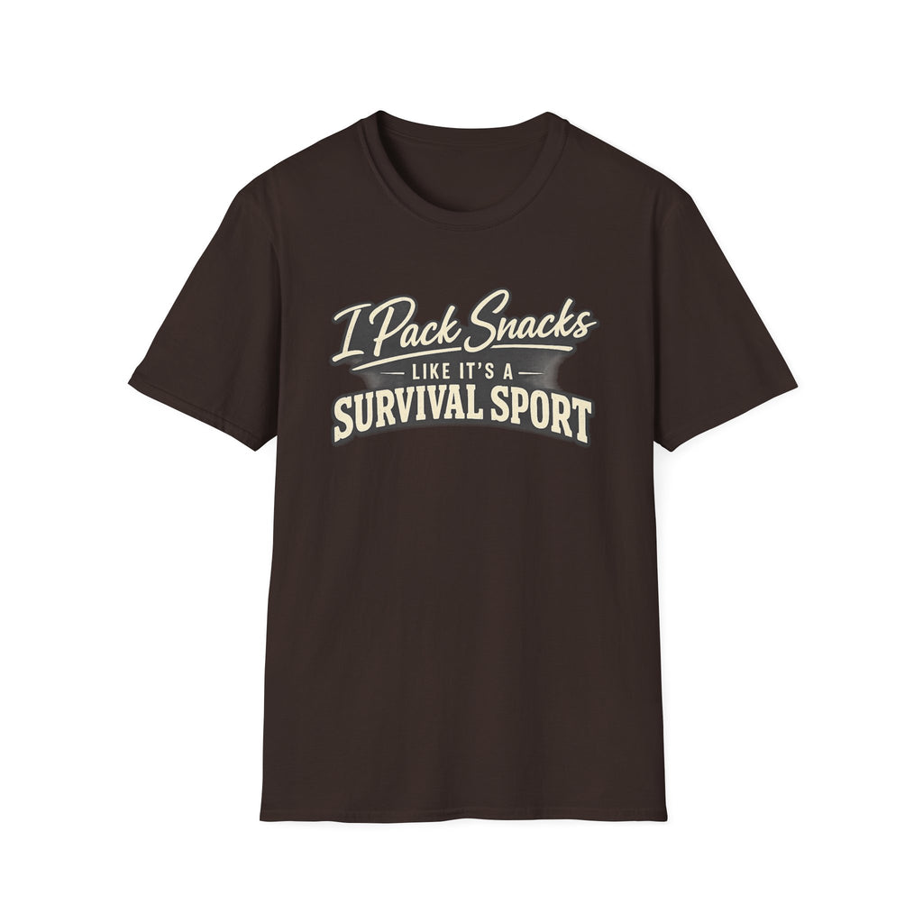 I Pack Snacks Like It’s a Survival Sport T-Shirt — Funny travel ball mom Graphic Tee