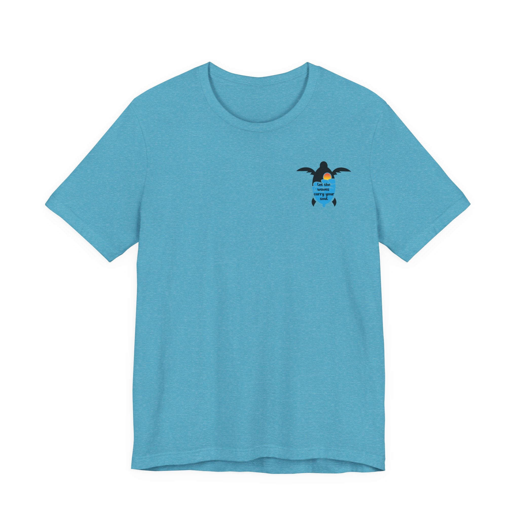 Turtle Sunset Tee — "Let the Waves Carry Your Soul" Relaxed Short-Sleeve Shirt