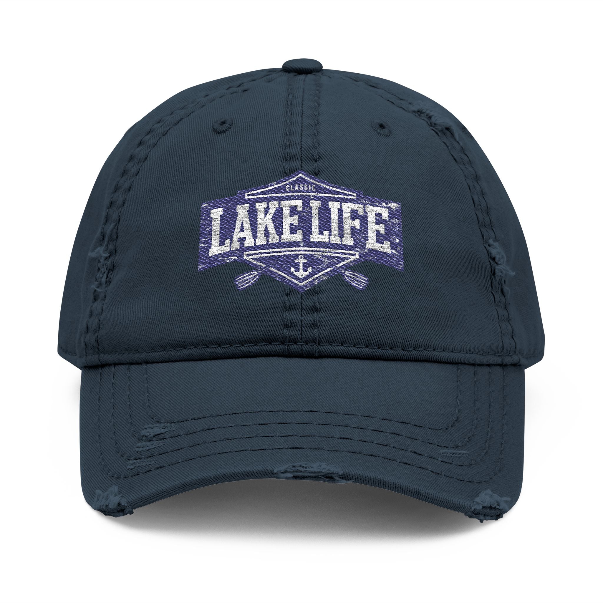 Lake Life Distressed Dad Hat – Embroidered Casual Caps for Boating & Summer