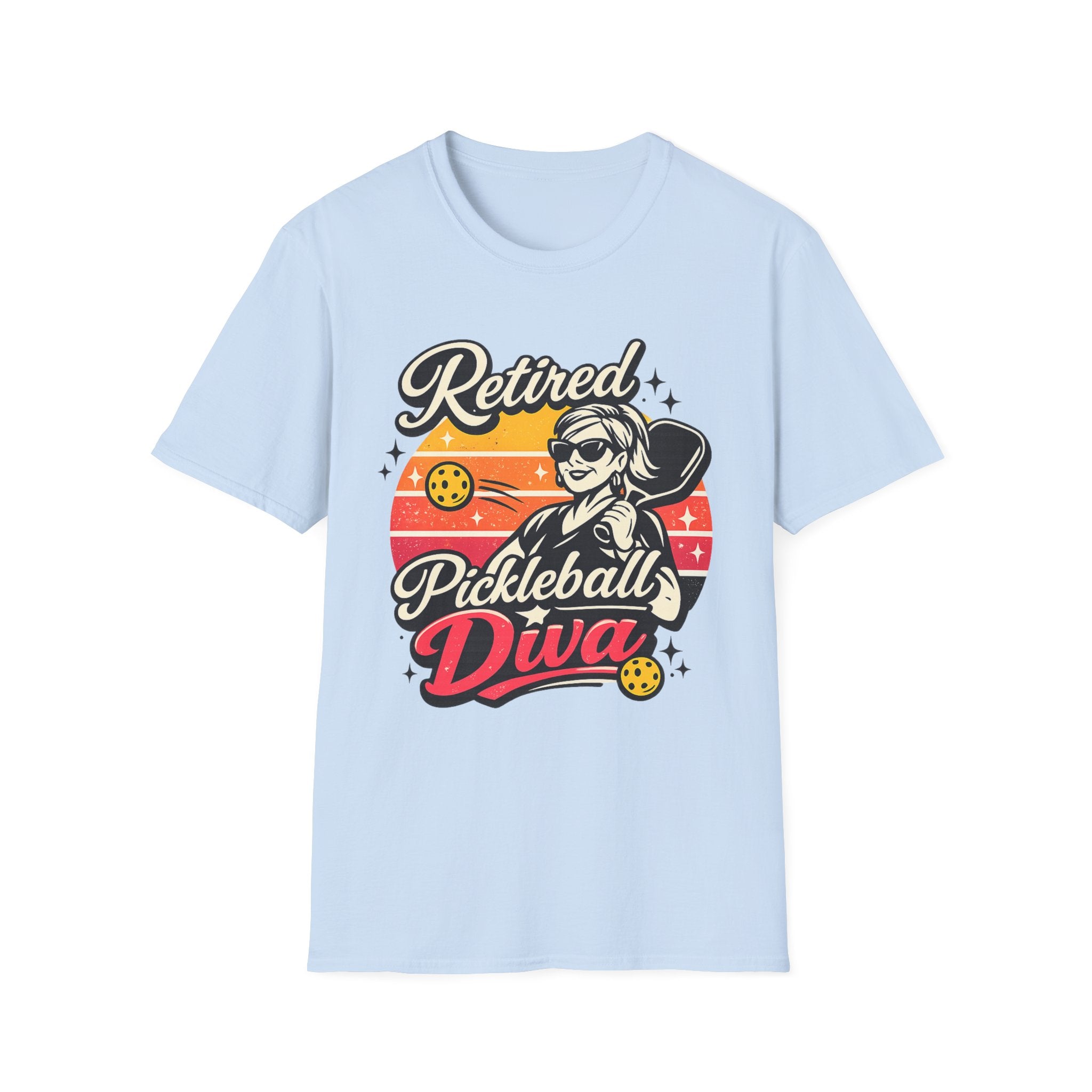 Retired Pickleball Diva T-Shirt — Funny Retirement Gift for Women Players
