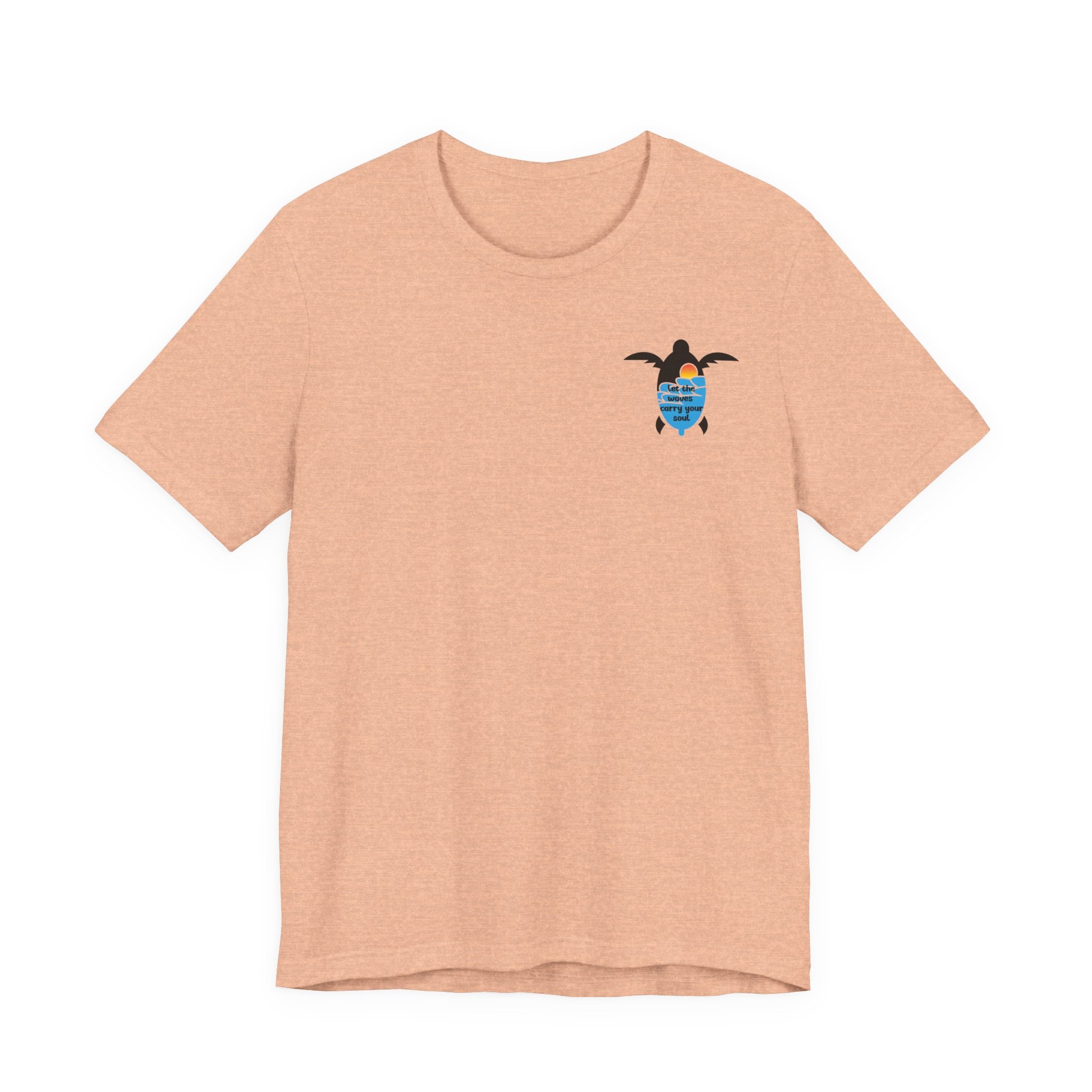 Turtle Sunset Tee — "Let the Waves Carry Your Soul" Relaxed Short-Sleeve Shirt