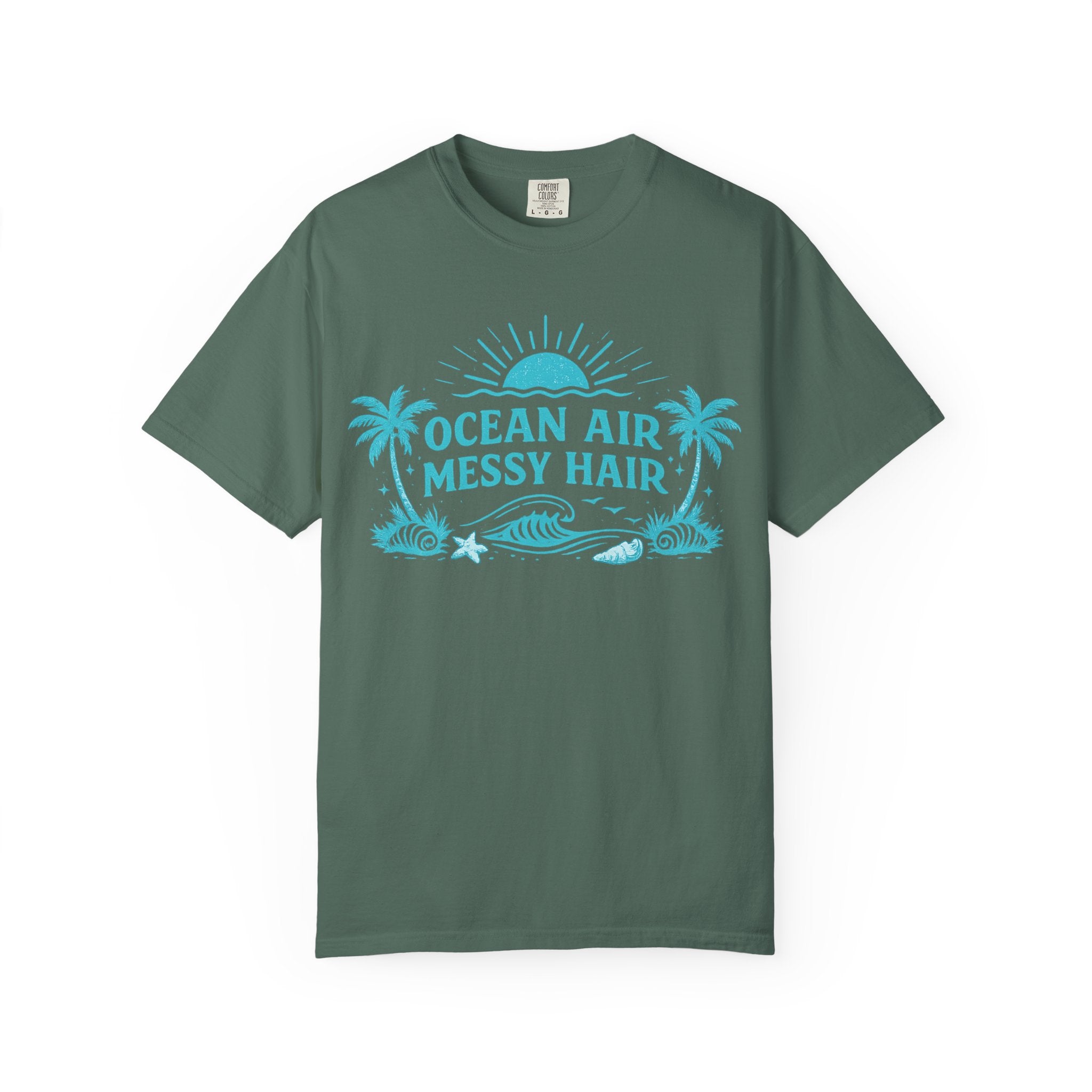 Ocean Air Messy Hair T-Shirt — Beachy Palm Graphic Tee