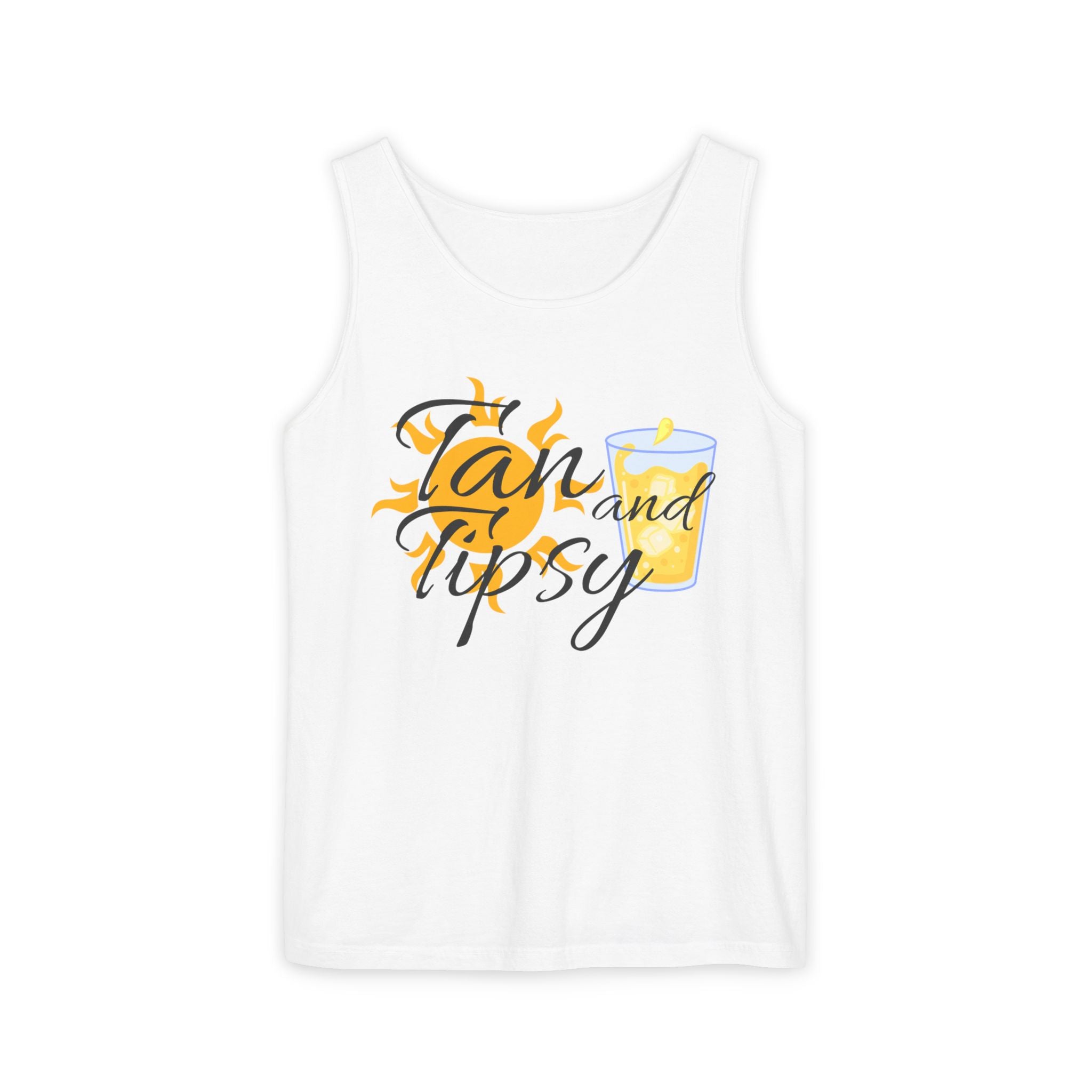 Tan and Tipsy Tank Top — Funny Beach Vacation Drink Shirt