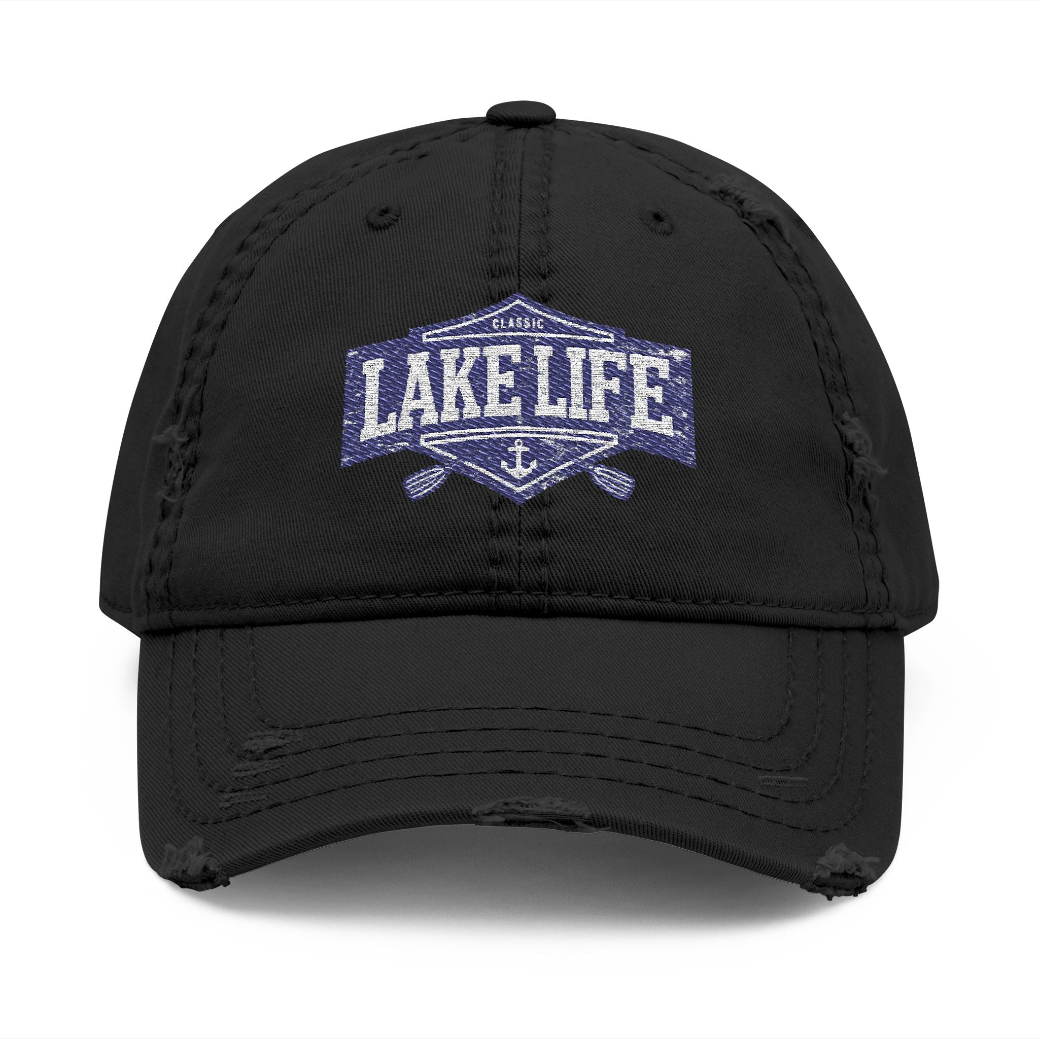 Lake Life Distressed Dad Hat – Embroidered Casual Caps for Boating & Summer