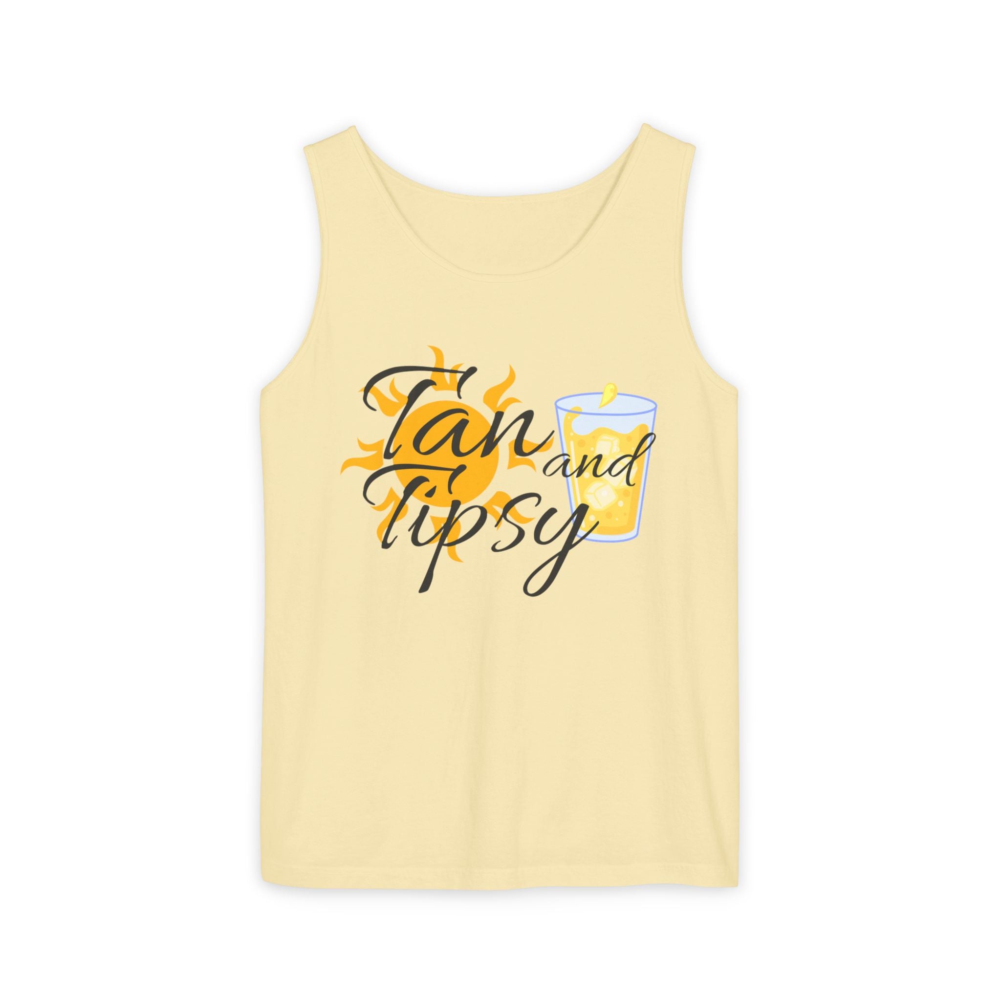 Tan and Tipsy Tank Top — Funny Beach Vacation Drink Shirt