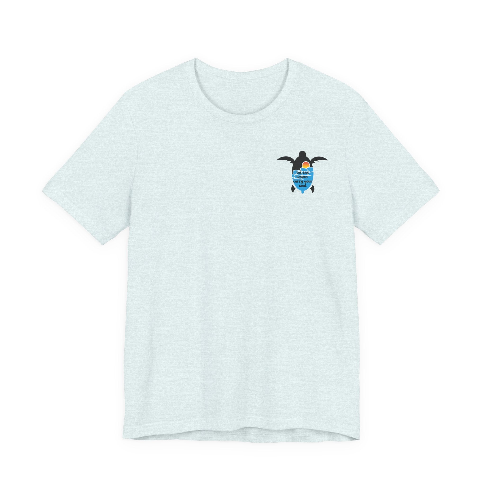 Turtle Sunset Tee — "Let the Waves Carry Your Soul" Relaxed Short-Sleeve Shirt