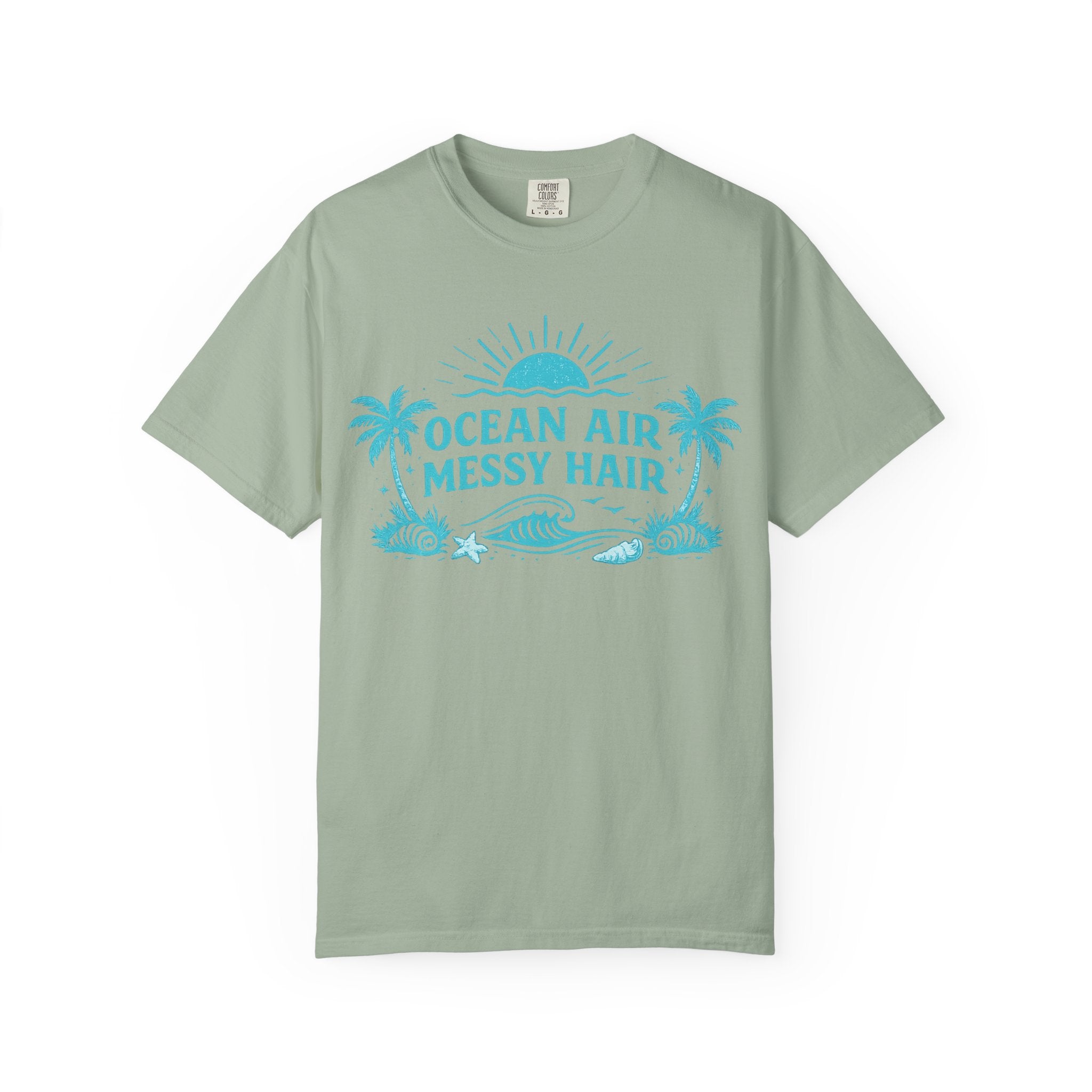Ocean Air Messy Hair T-Shirt — Beachy Palm Graphic Tee