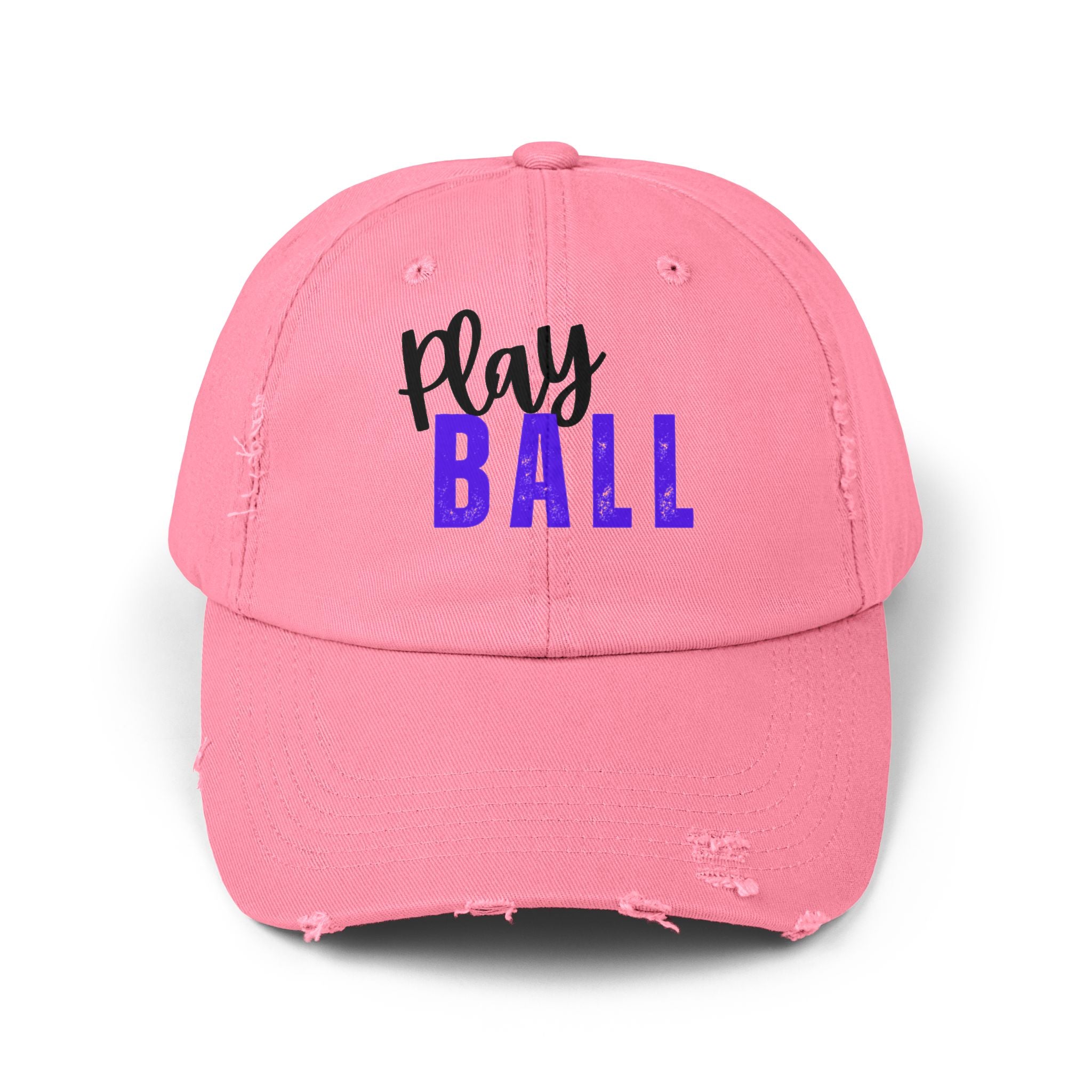 Play Ball Distressed Cap — Vintage Baseball Dad Hat, Embroidered Sports Cap
